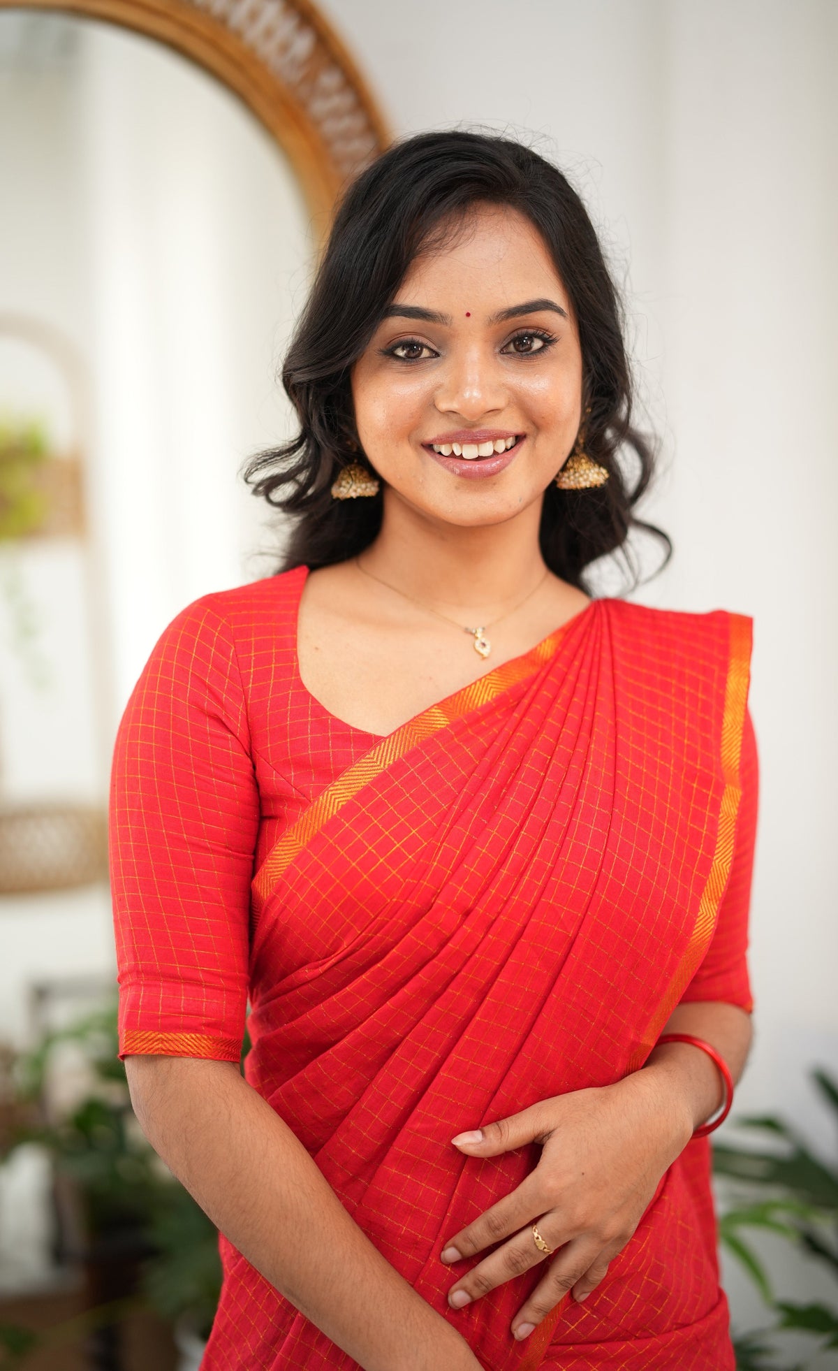Saaral Purple with Red Half & Half Sungudi Saree