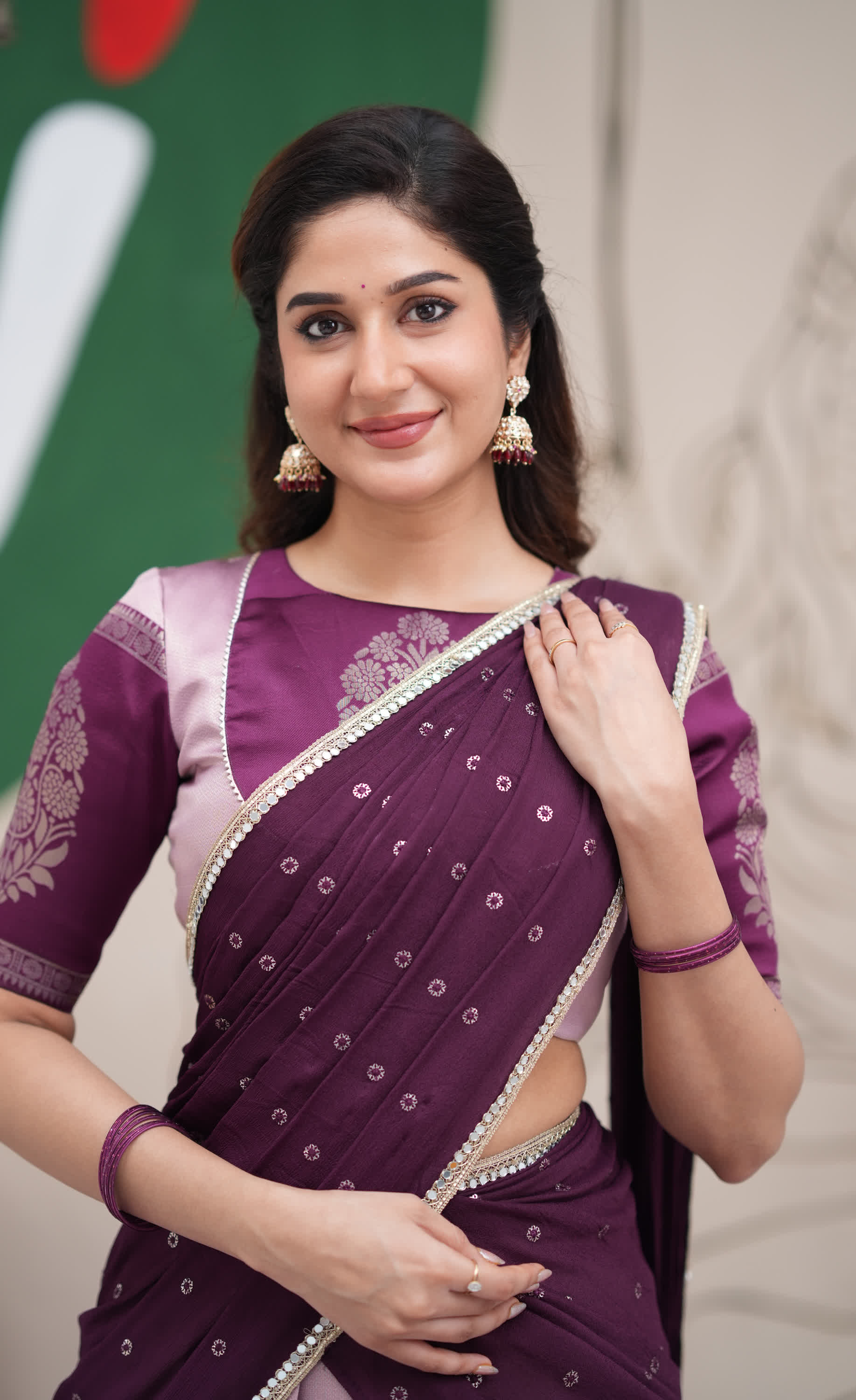 Padmakshi Lavender and Dark Purplish Wine Blended Silk Halfsaree