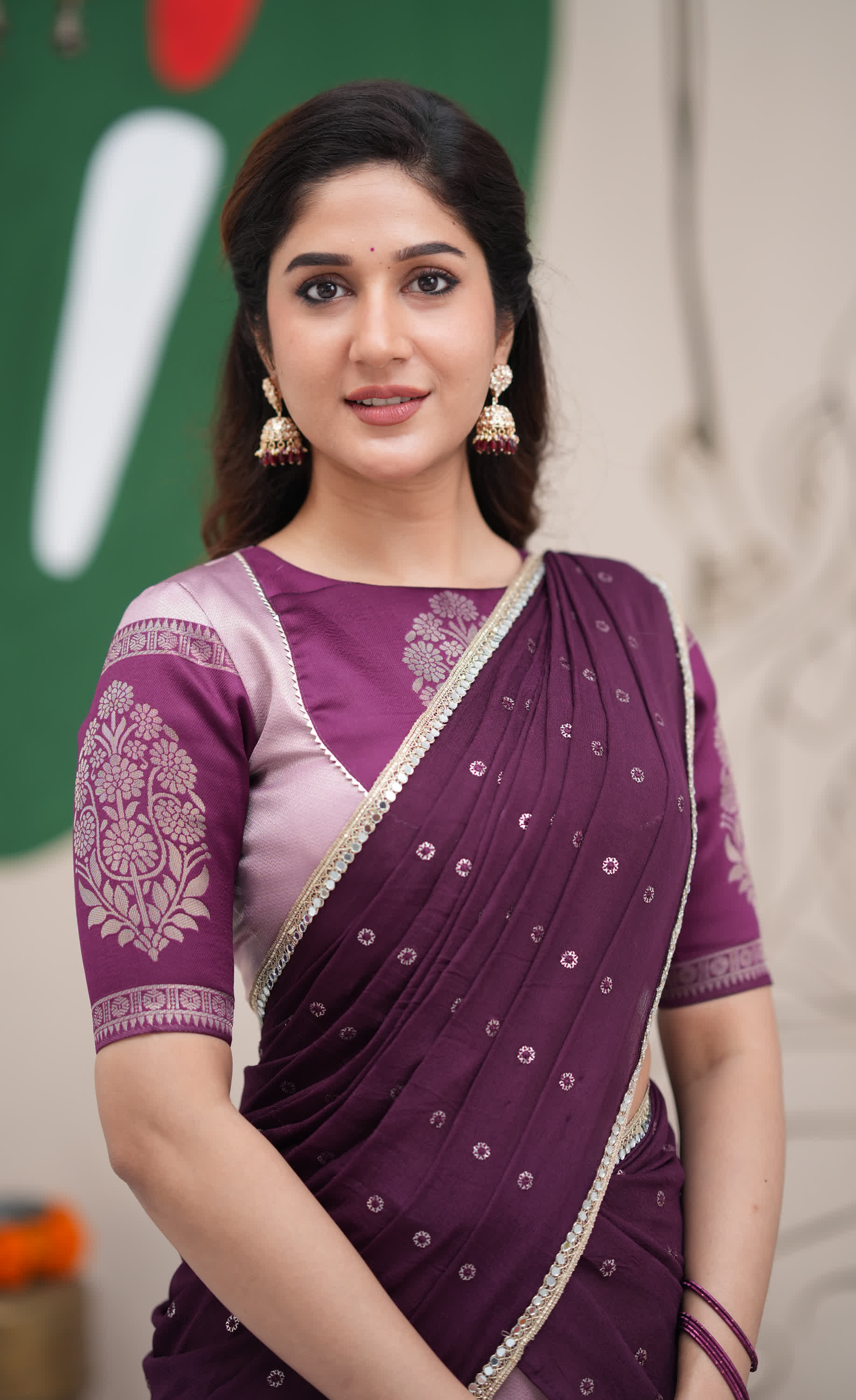 Padmakshi Lavender and Dark Purplish Wine Blended Silk Halfsaree