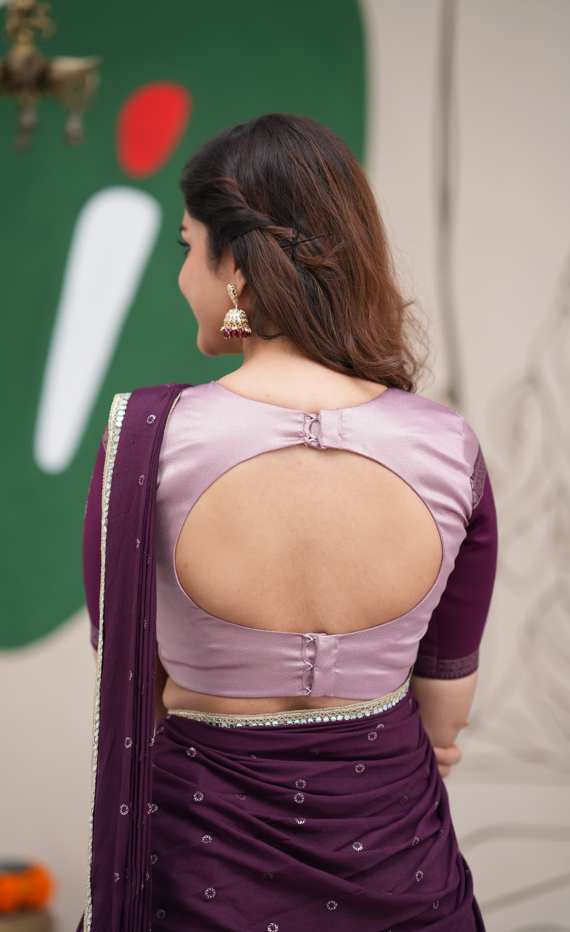 Padmakshi Lavender and Dark Purplish Wine Blended Silk Halfsaree