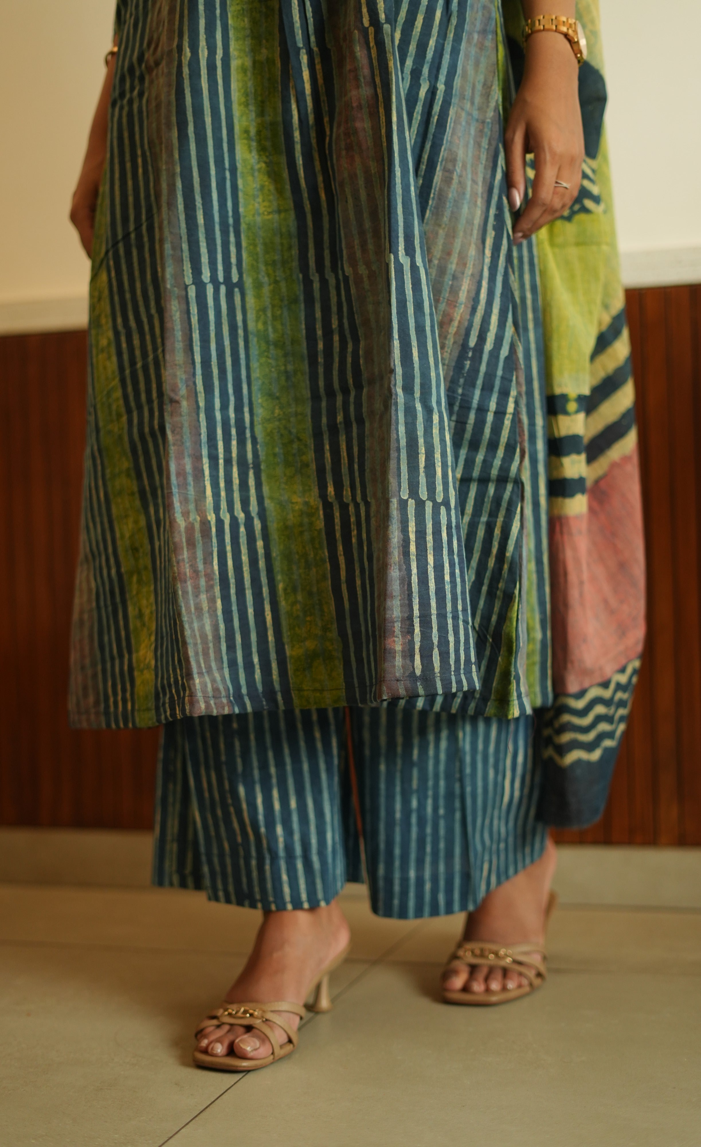 Blue shades Jaipur Cotton A-line Salwar Set