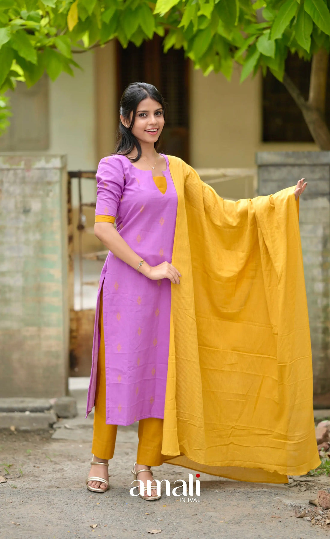 Athira Salwar - Lavender and Mustard salwar