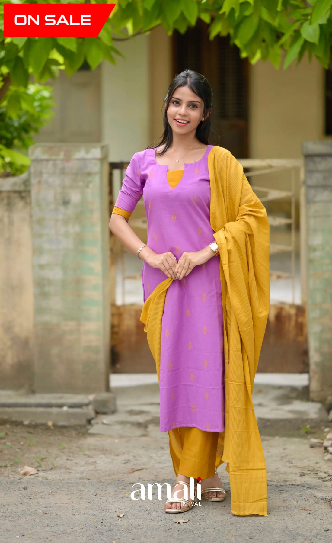 Athira Salwar - Lavender and Mustard salwar