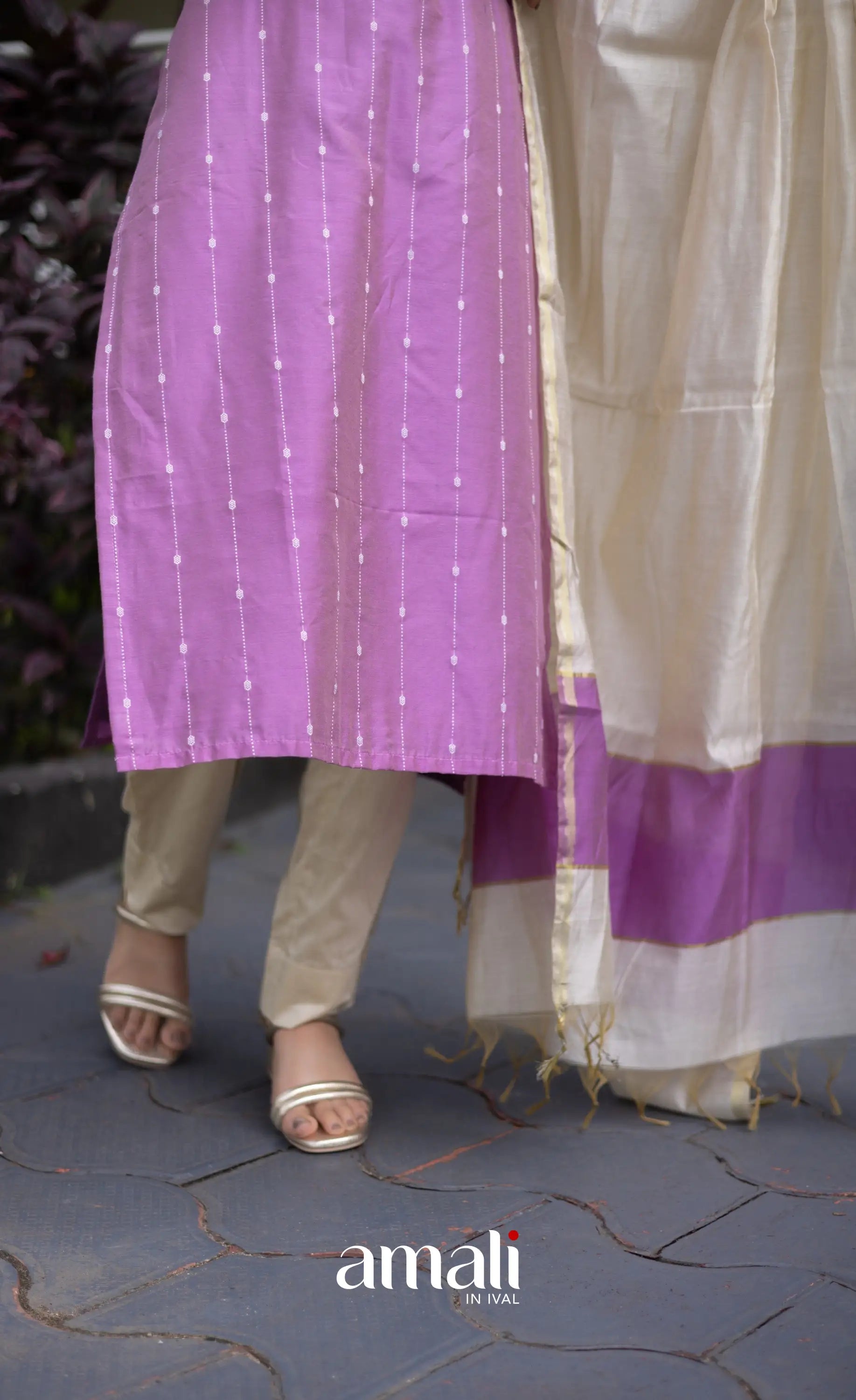 Athira Salwar - Lavender and Off white salwar