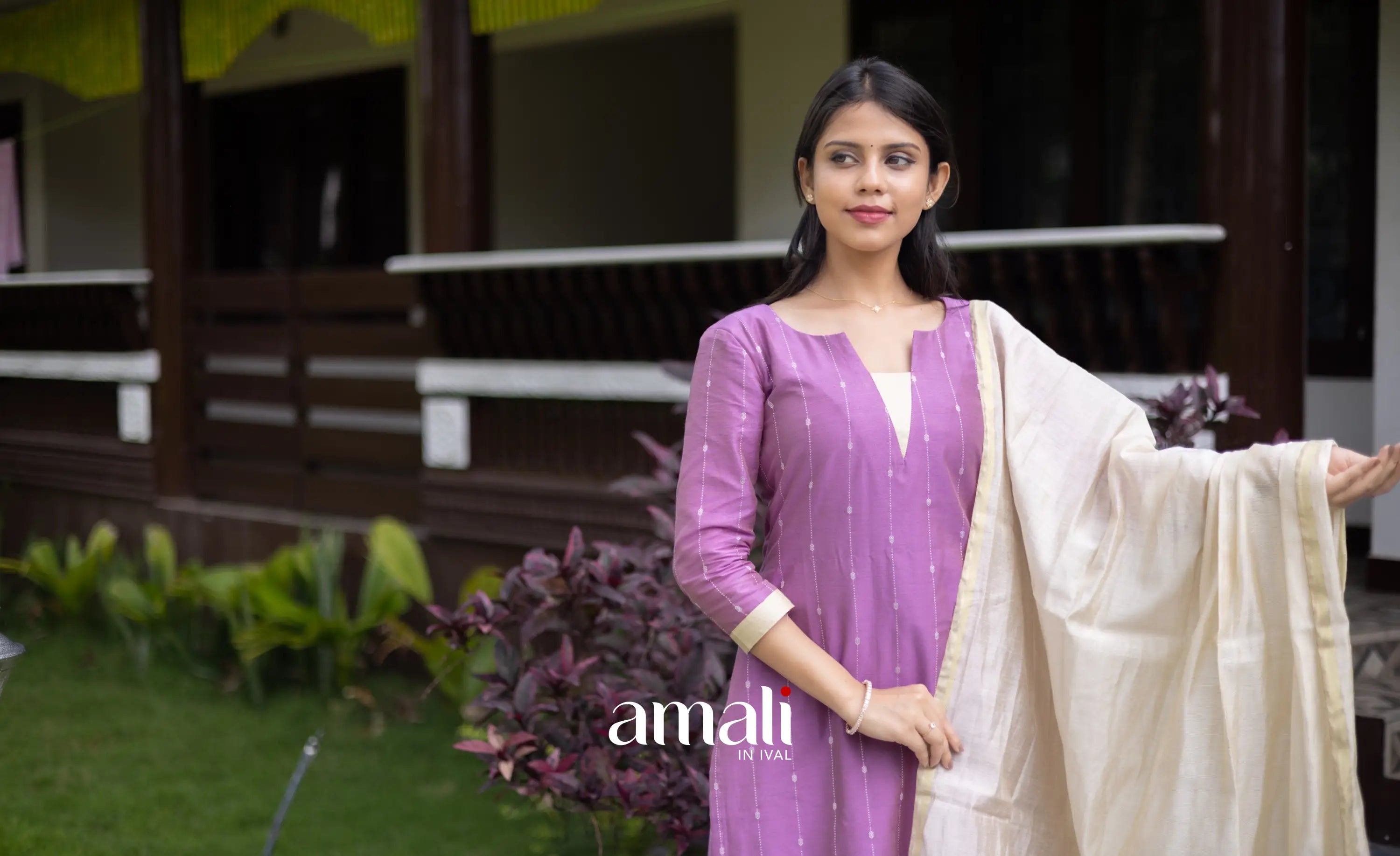 Athira Salwar - Lavender and Off white salwar