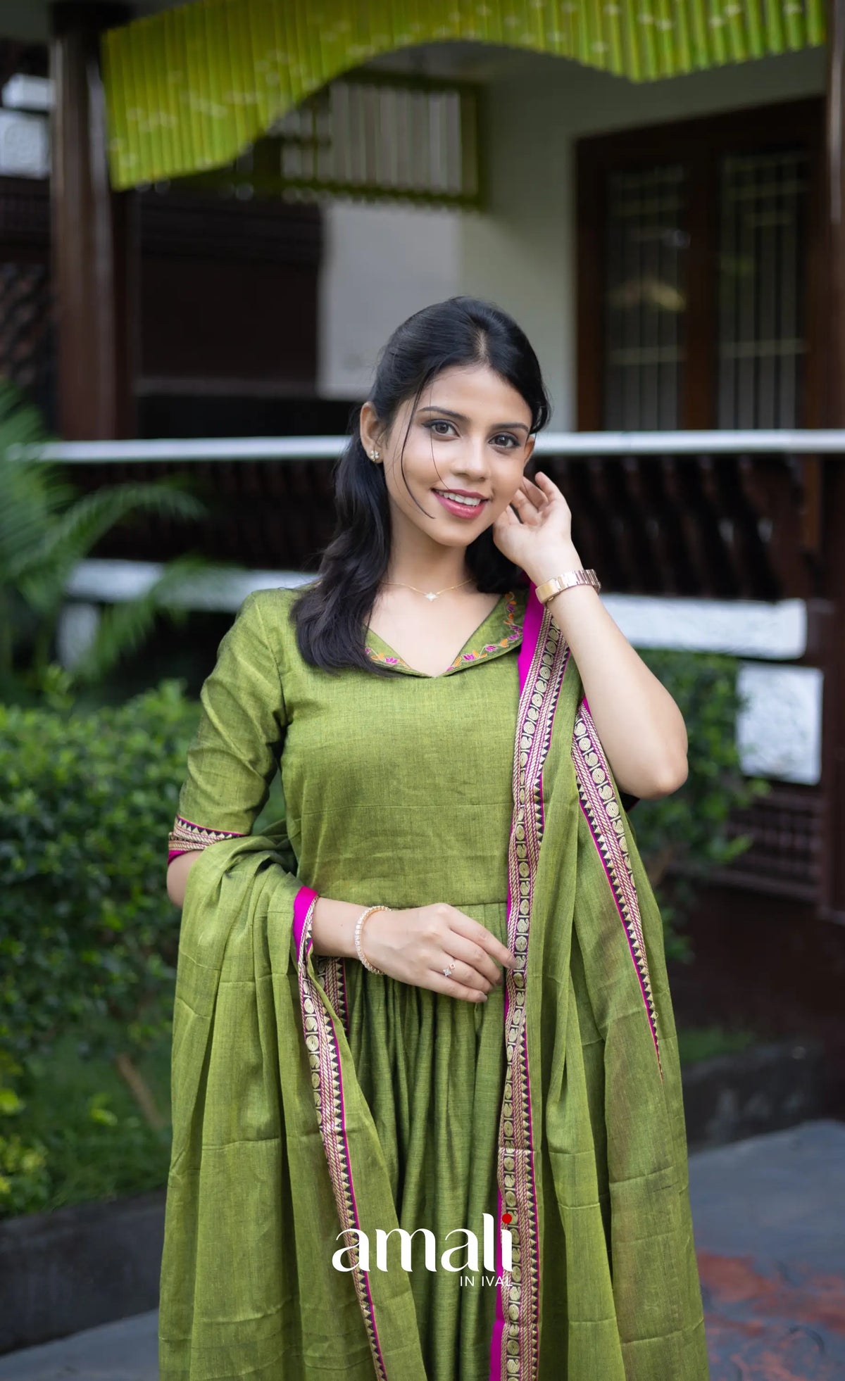 Athira Salwar - Leaf Green salwar