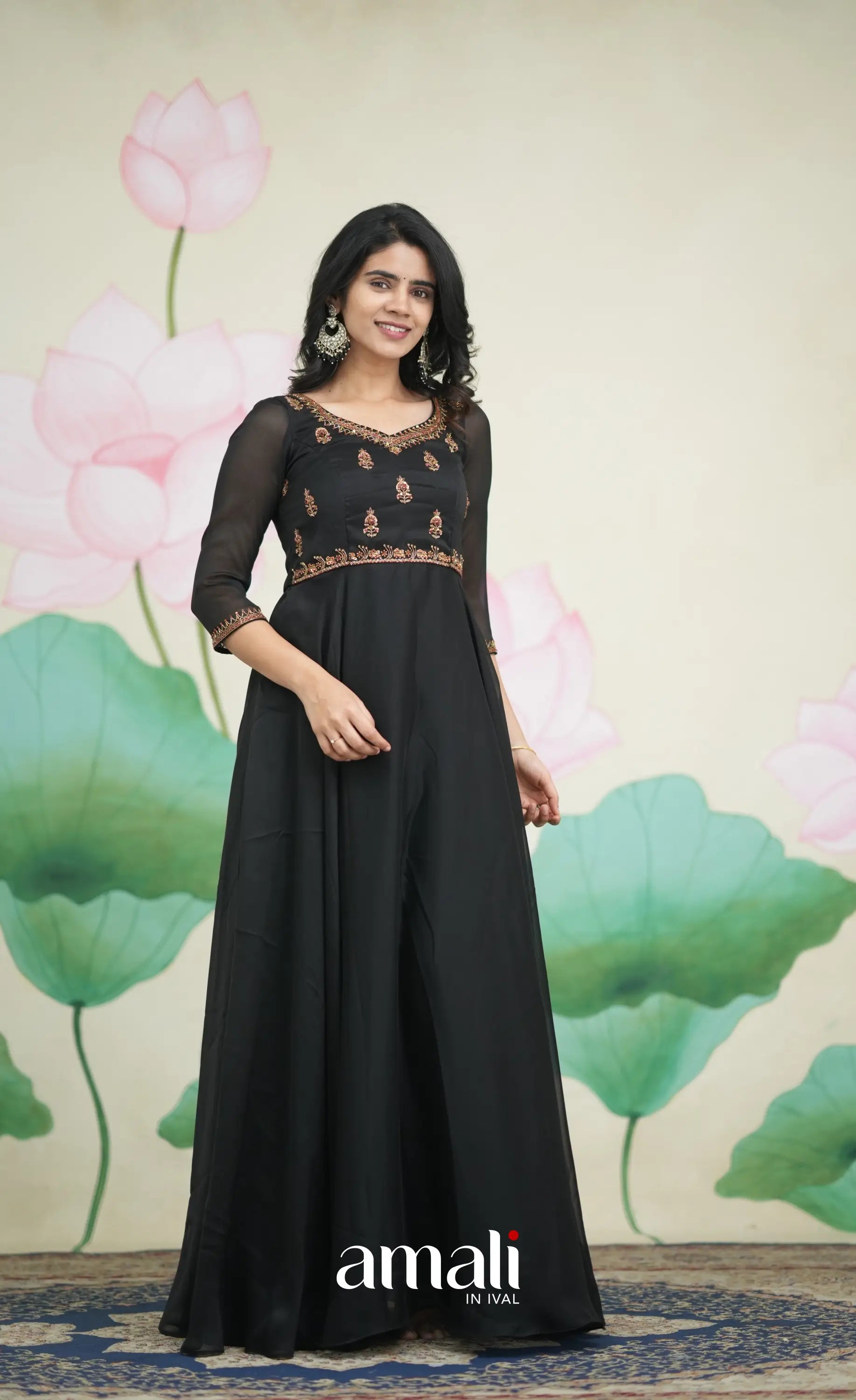 Black Aari Handworked Anarkali Anarkalis