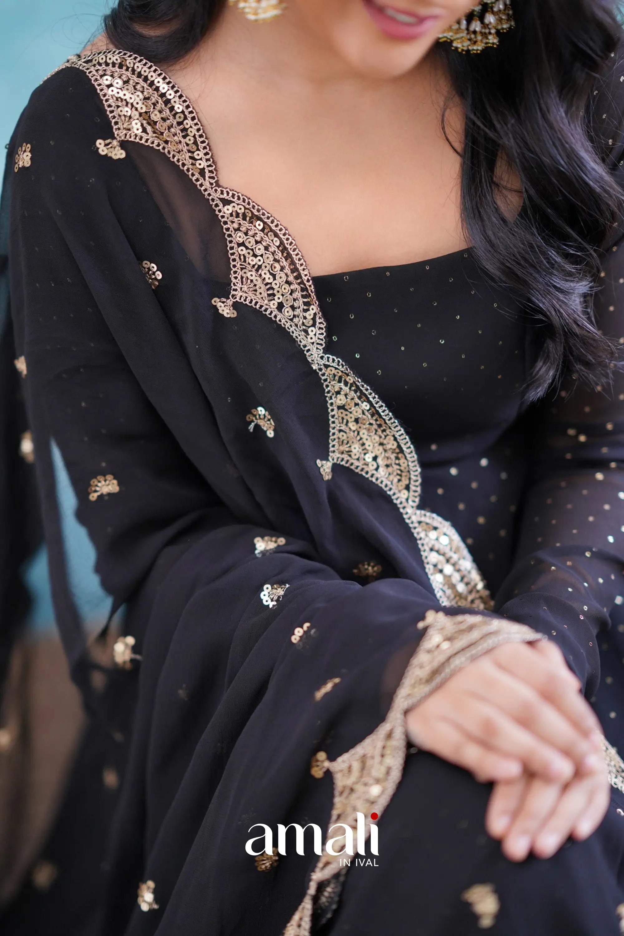 Black Georgette Anarkali Anarkalis