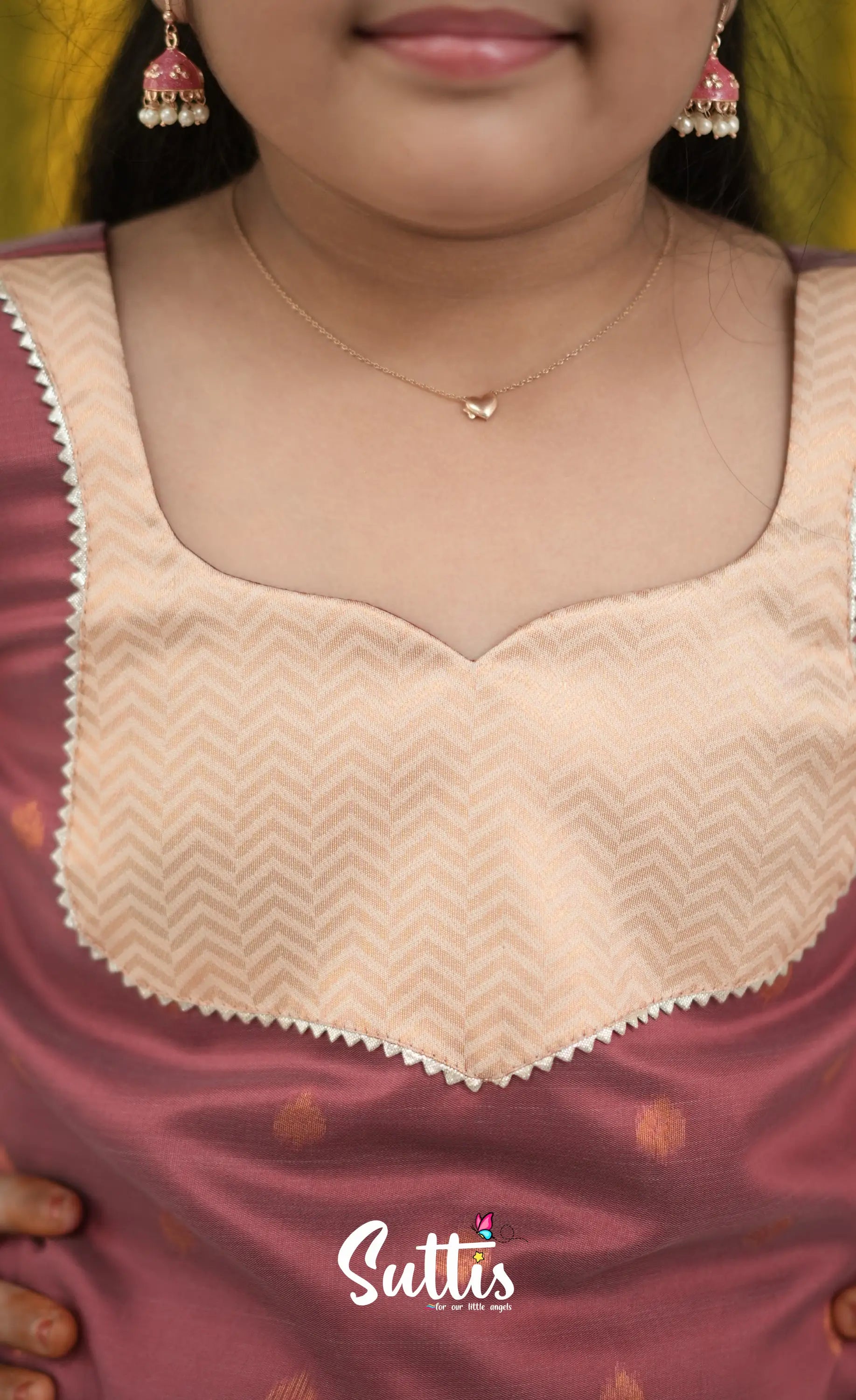 Blended Silk Pavadai Sattai - Cream and dull Maroon Kids-Suttis