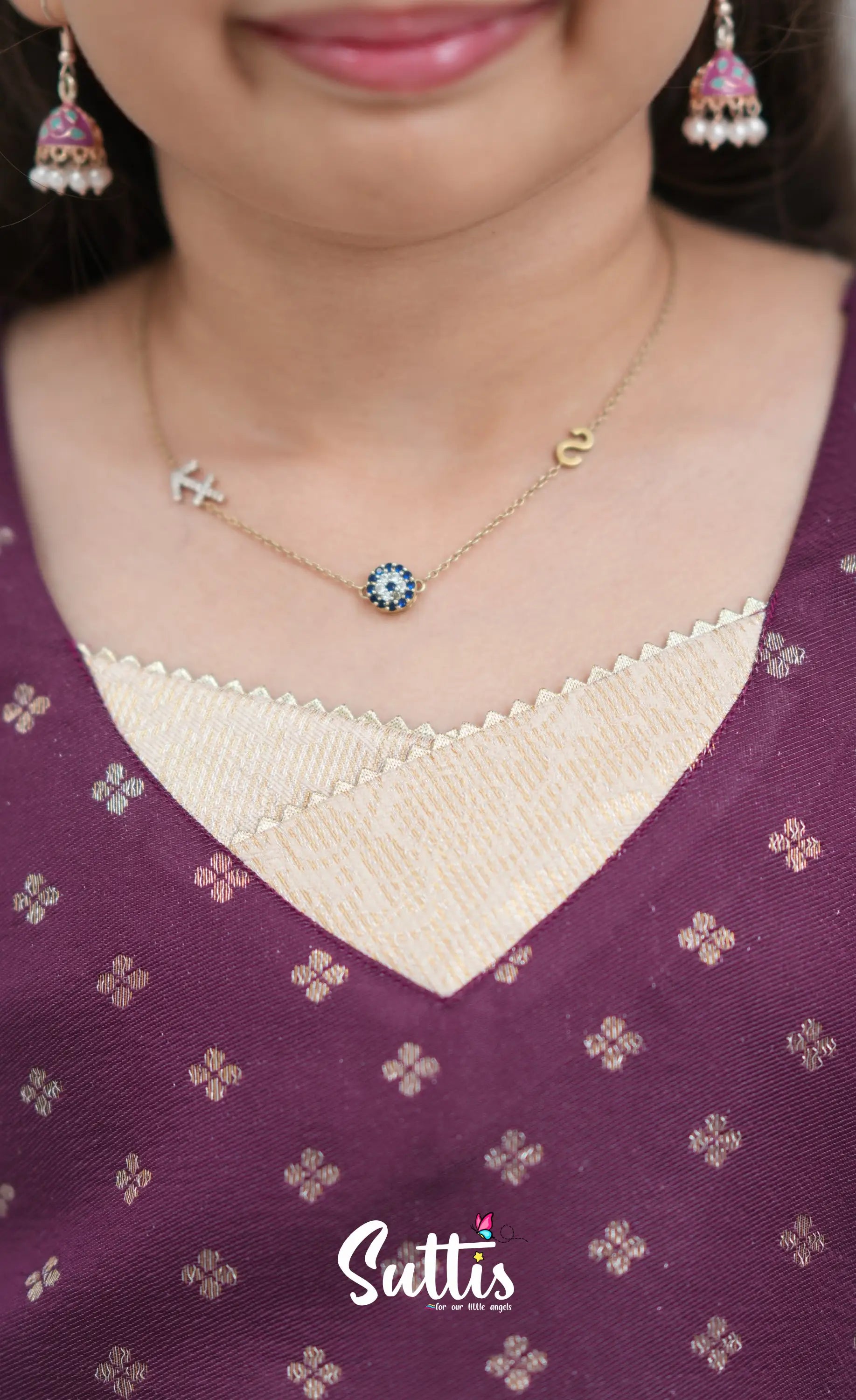 Blended Silk Pavadai Sattai Off white and Magentaish Purple Kids Suttis