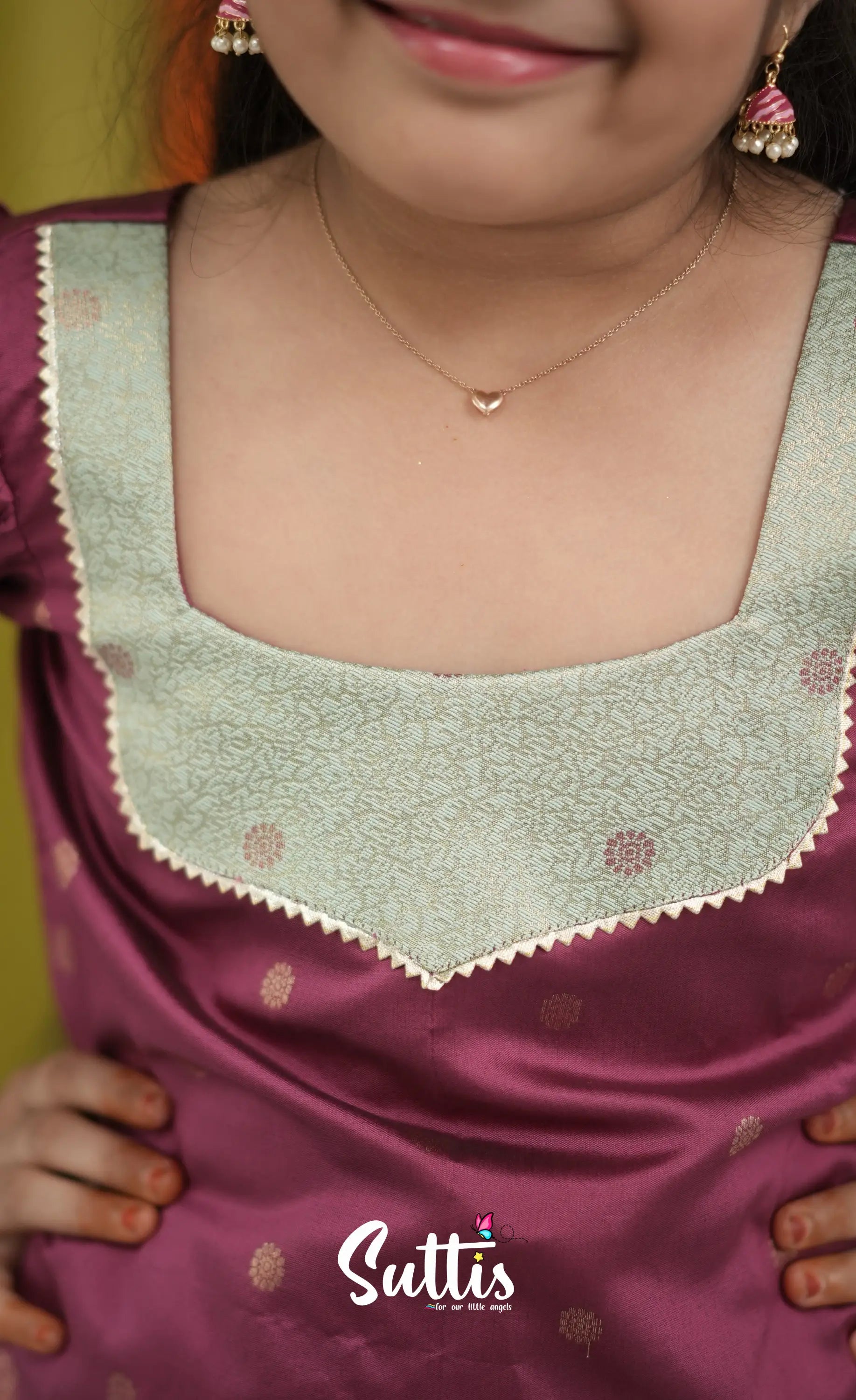 Blended Silk Pavadai Sattai - Pastel Blue and Magenta Pink Kids-Suttis