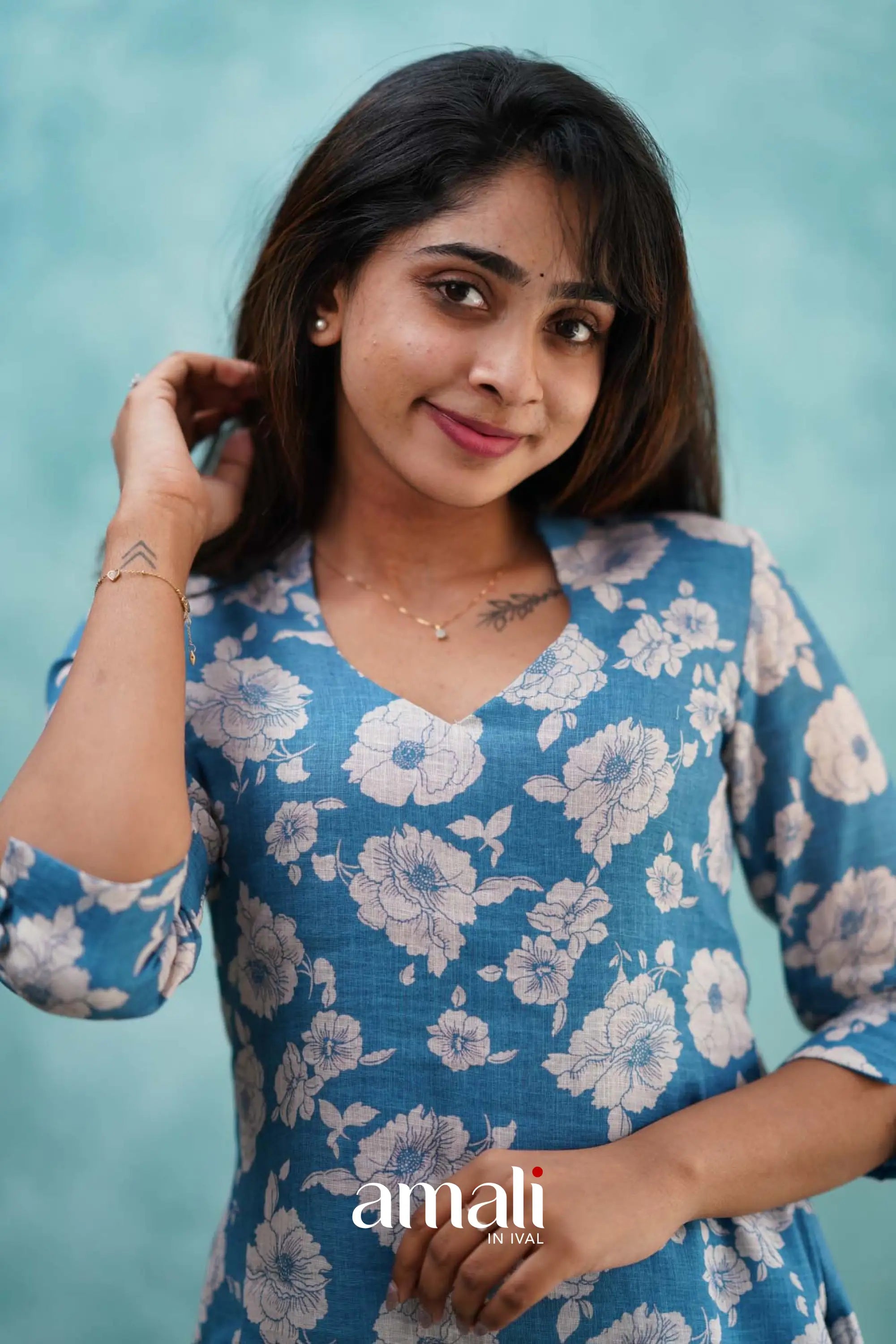 Blue Semi Linen Co-ord Set Co-ord sets