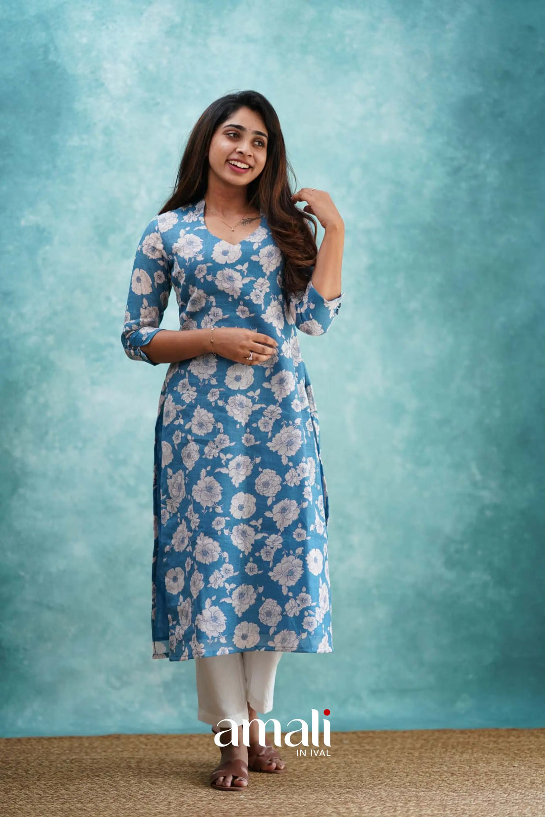 Blue Semi Linen Co-ord Set Co-ord sets