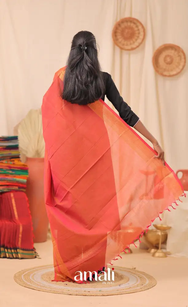 Bright Pink With Gold Chettinad Cotton Dupatta salwar