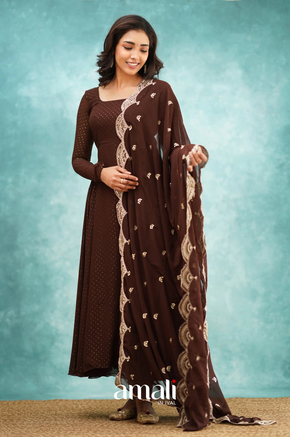 Brown Georgette Anarkali Anarkalis
