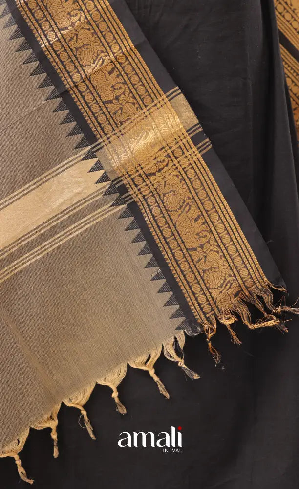 Brownish Grey With Black Chettinad Cotton Dupatta salwar