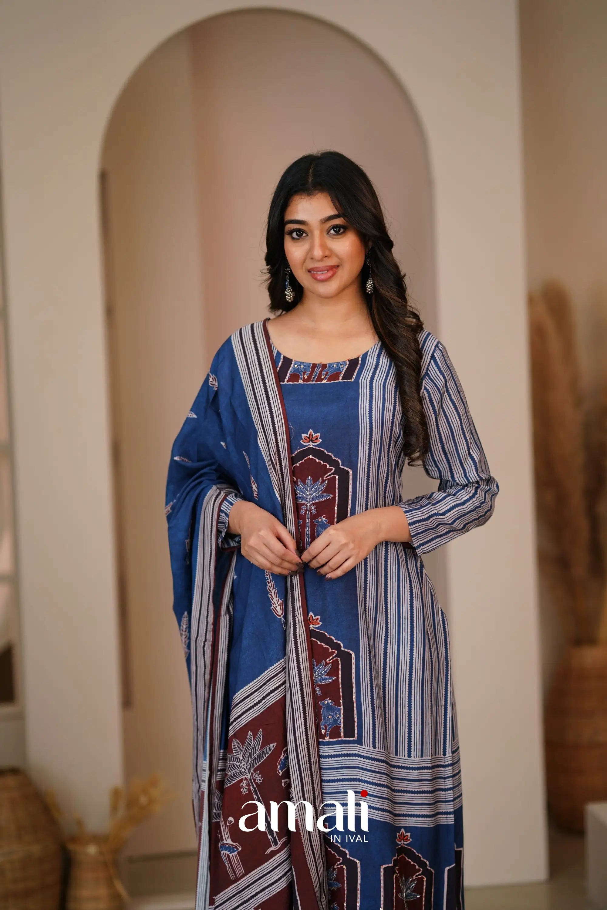 Dark Blue Crepe Salwar Anarkalis