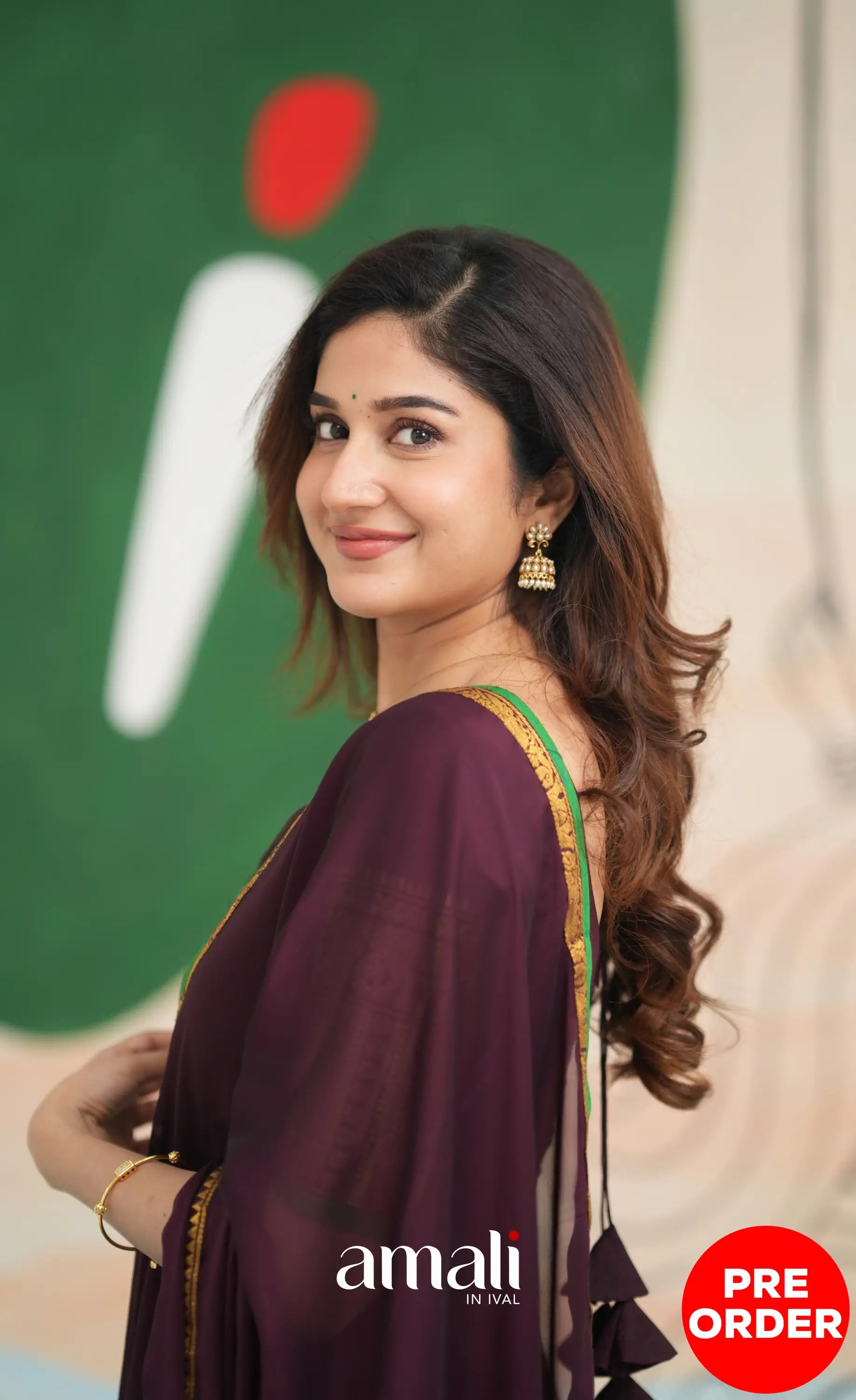 Dark Plum and Green Cotton Anarkali Anarkalis