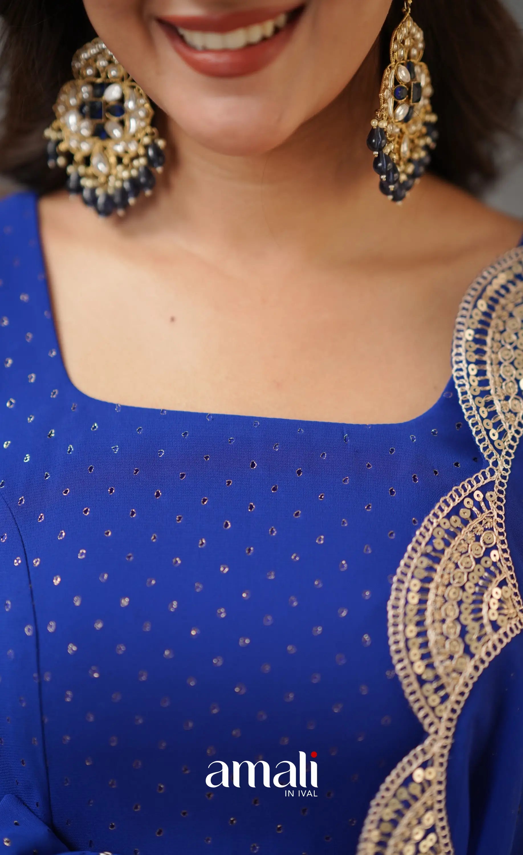 Georgette Anarkali - Royal Blue Anarkalis