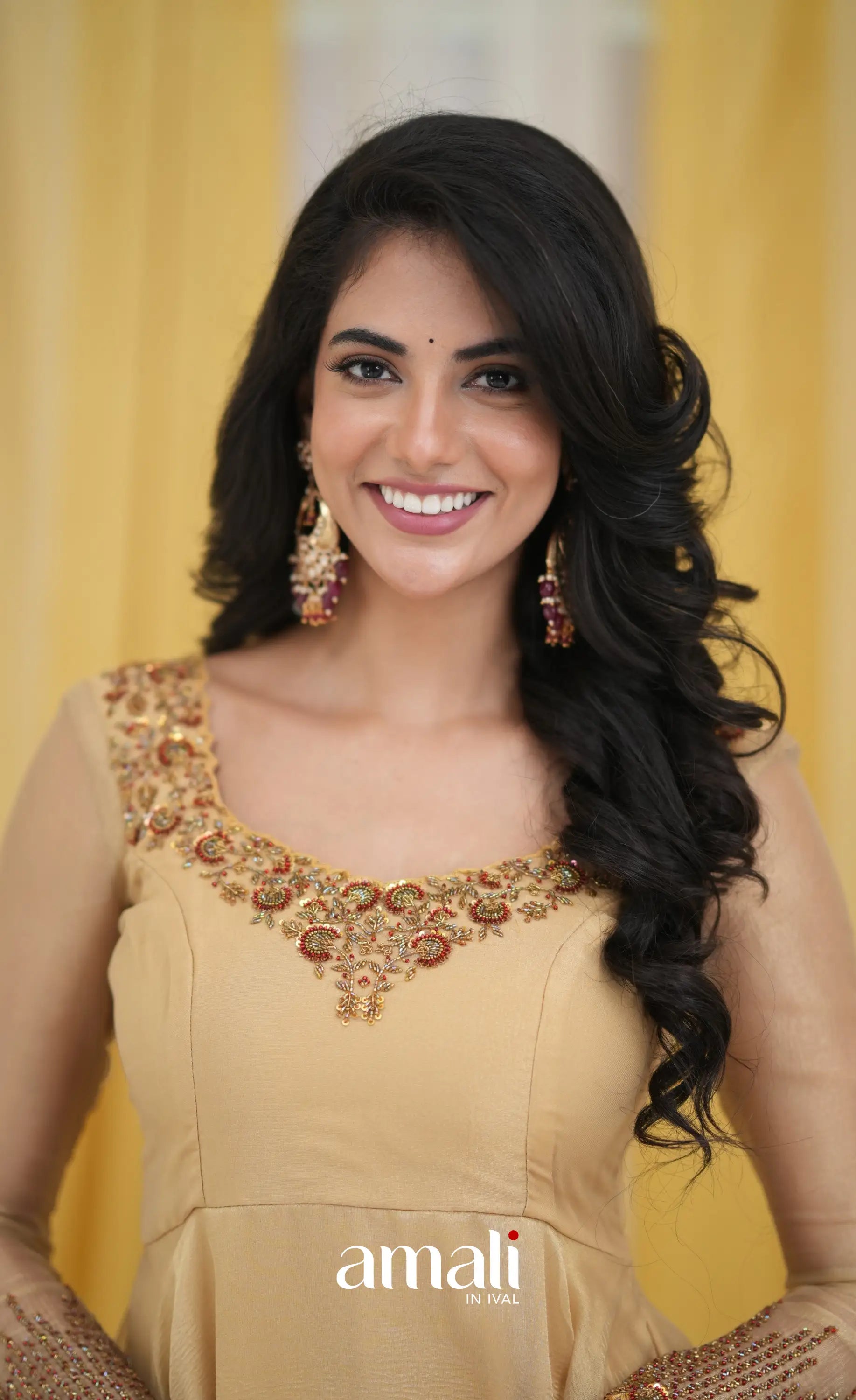 Gold Aari Handworked Anarkali Anarkalis