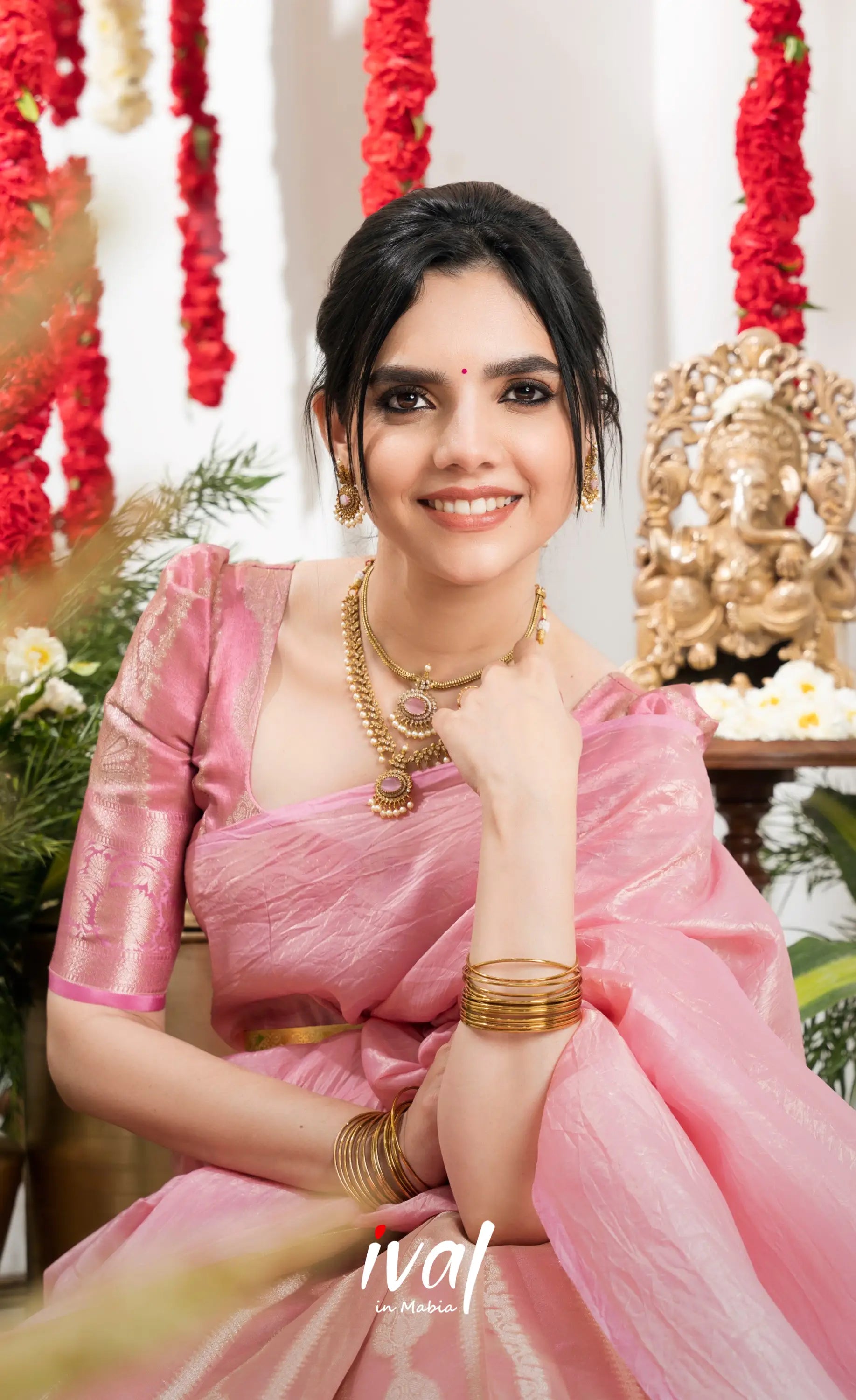 Izhaiyini Organza Halfsaree - Baby Pink Half Sarees