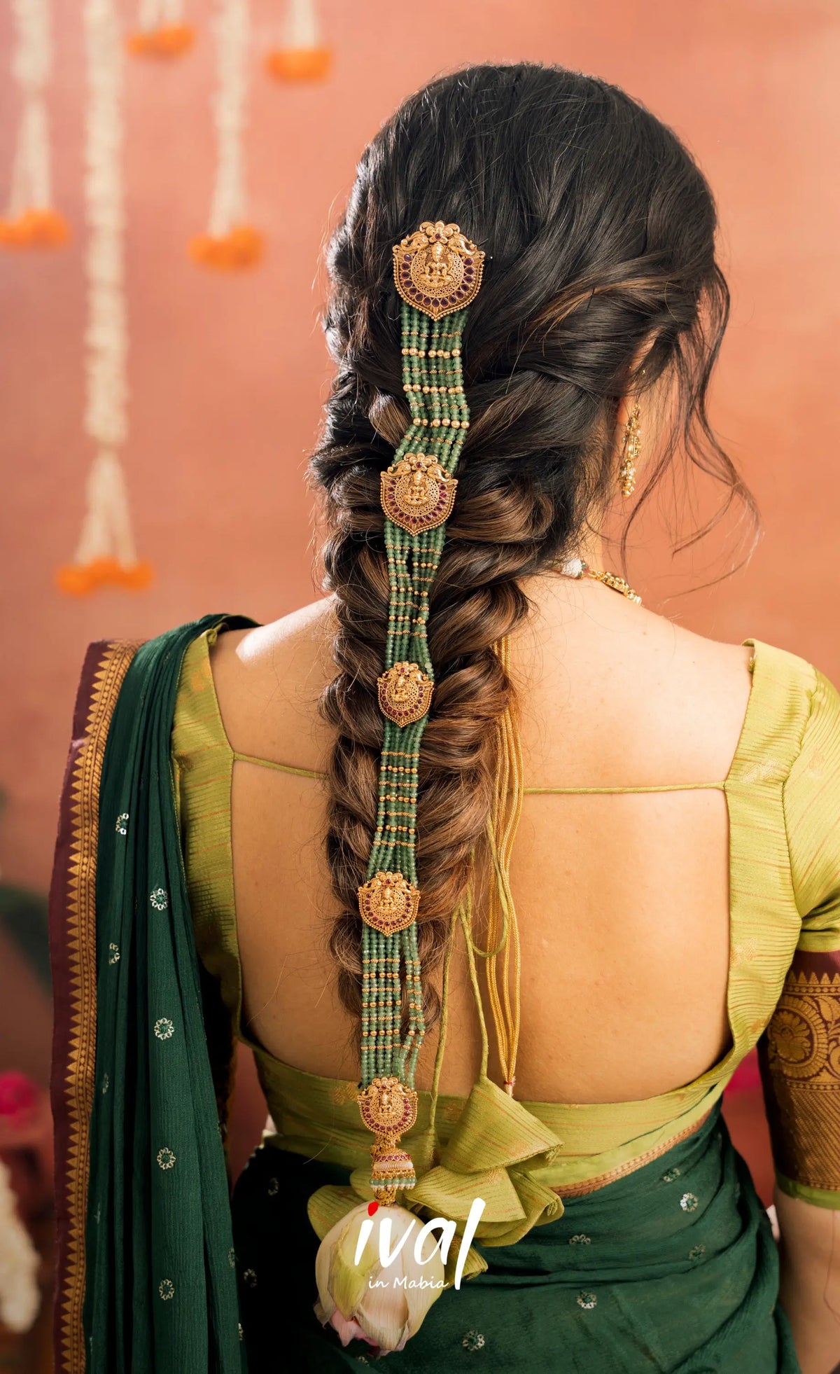Izhaiyini Organza Halfsaree - Light green and Bottle green - Half Sarees