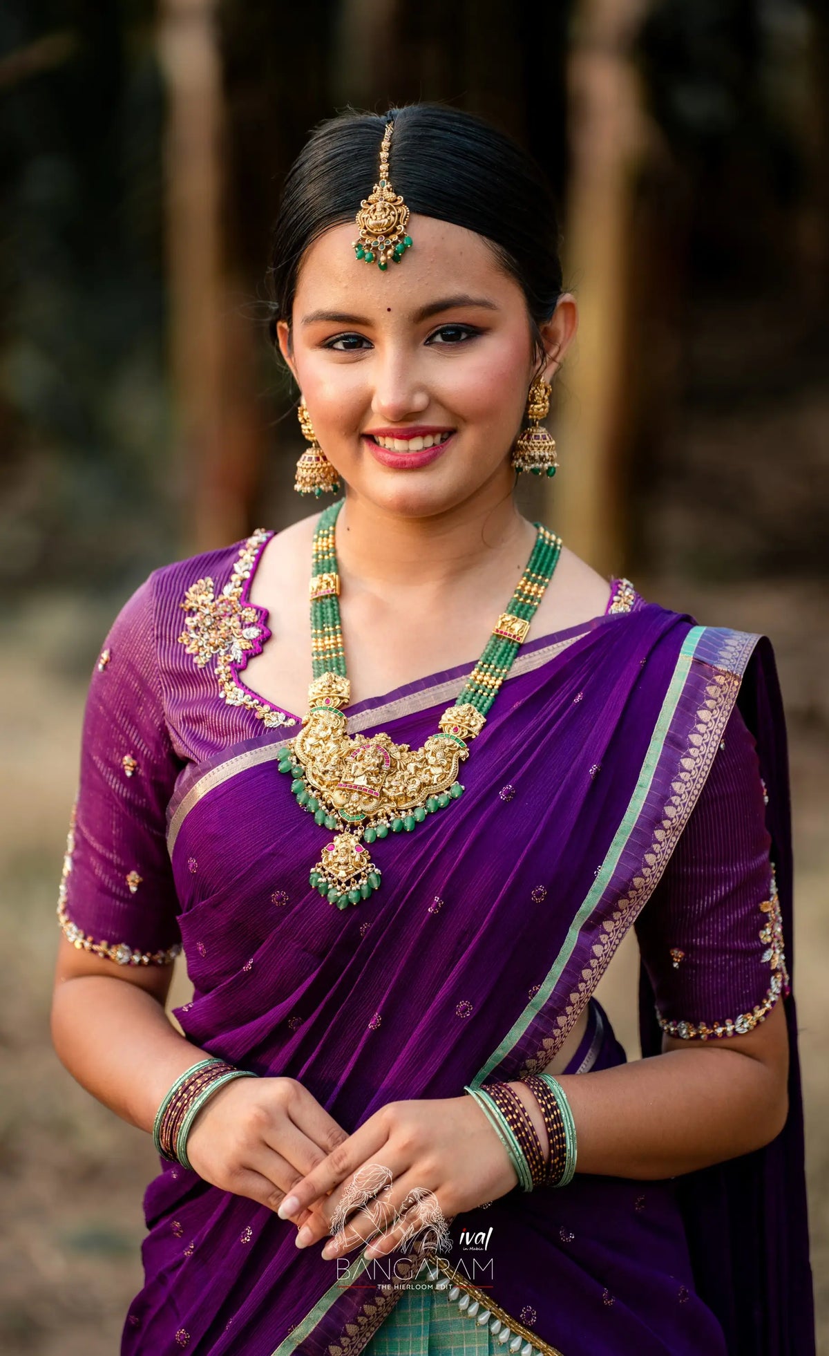 Izhaiyini Organza Halfsaree - Light Sea Blue and Purple Aaari Organza Halfsaree - Half Sarees
