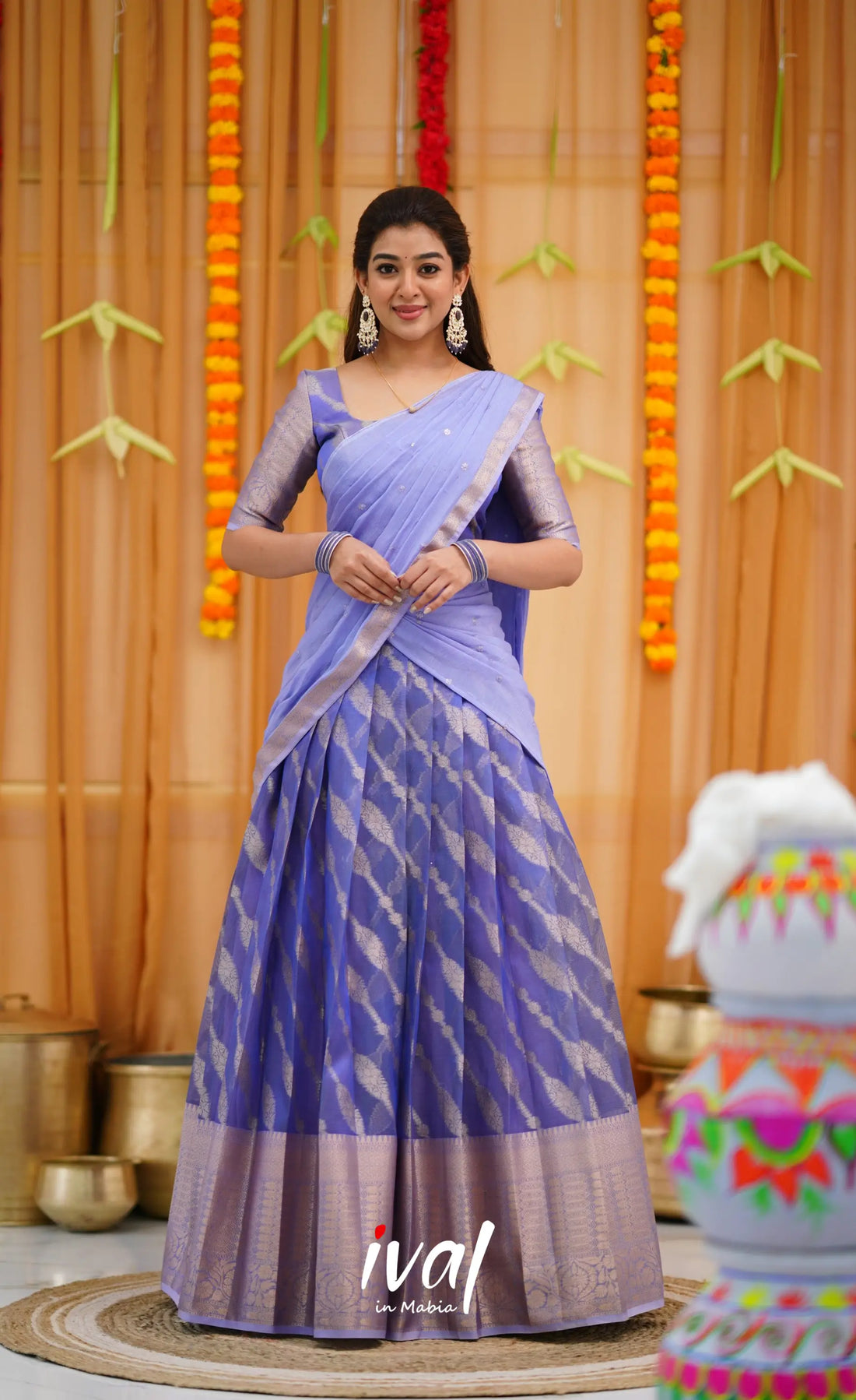 Izhaiyini Organza Halfsaree - Purple and Lavender Half Sarees