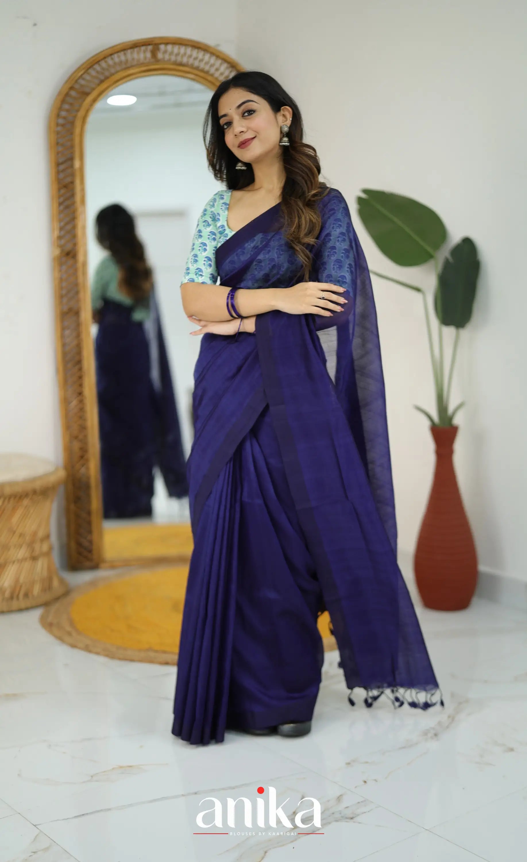 Jaipur Hand Block Printed Stretchable Blouse - white shade