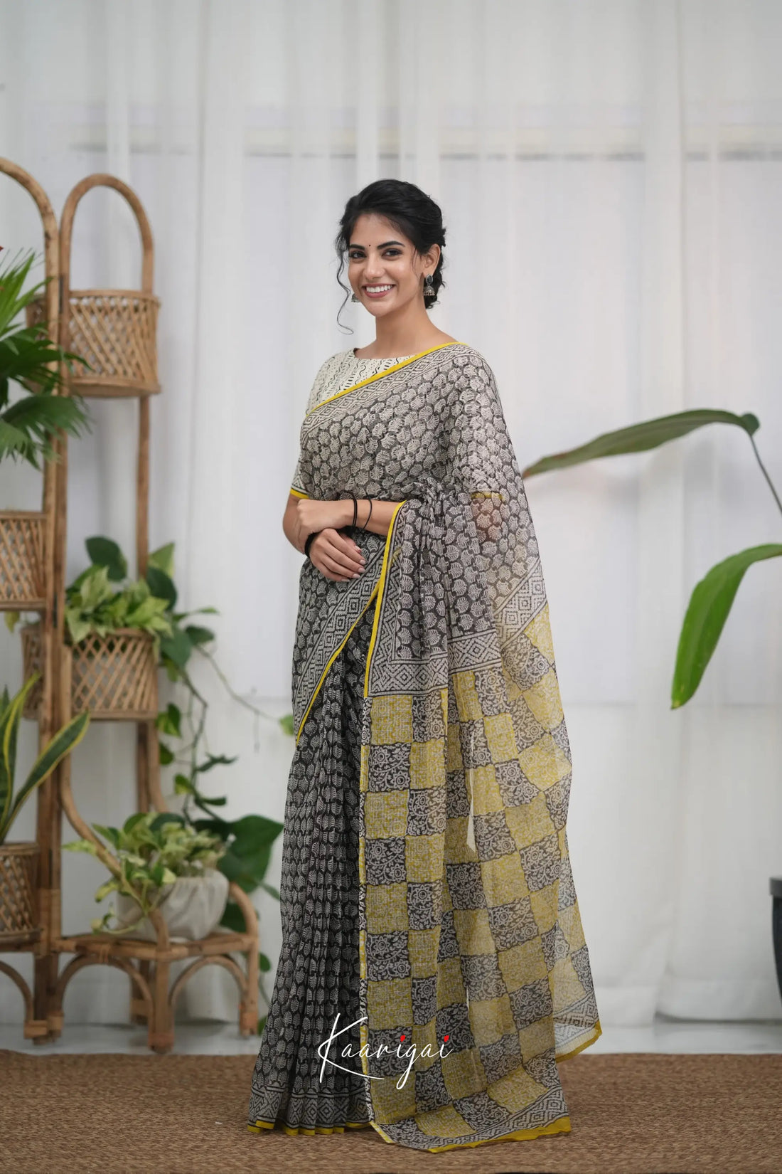 Kamali Kota Saree - Black and Yellow Sarees