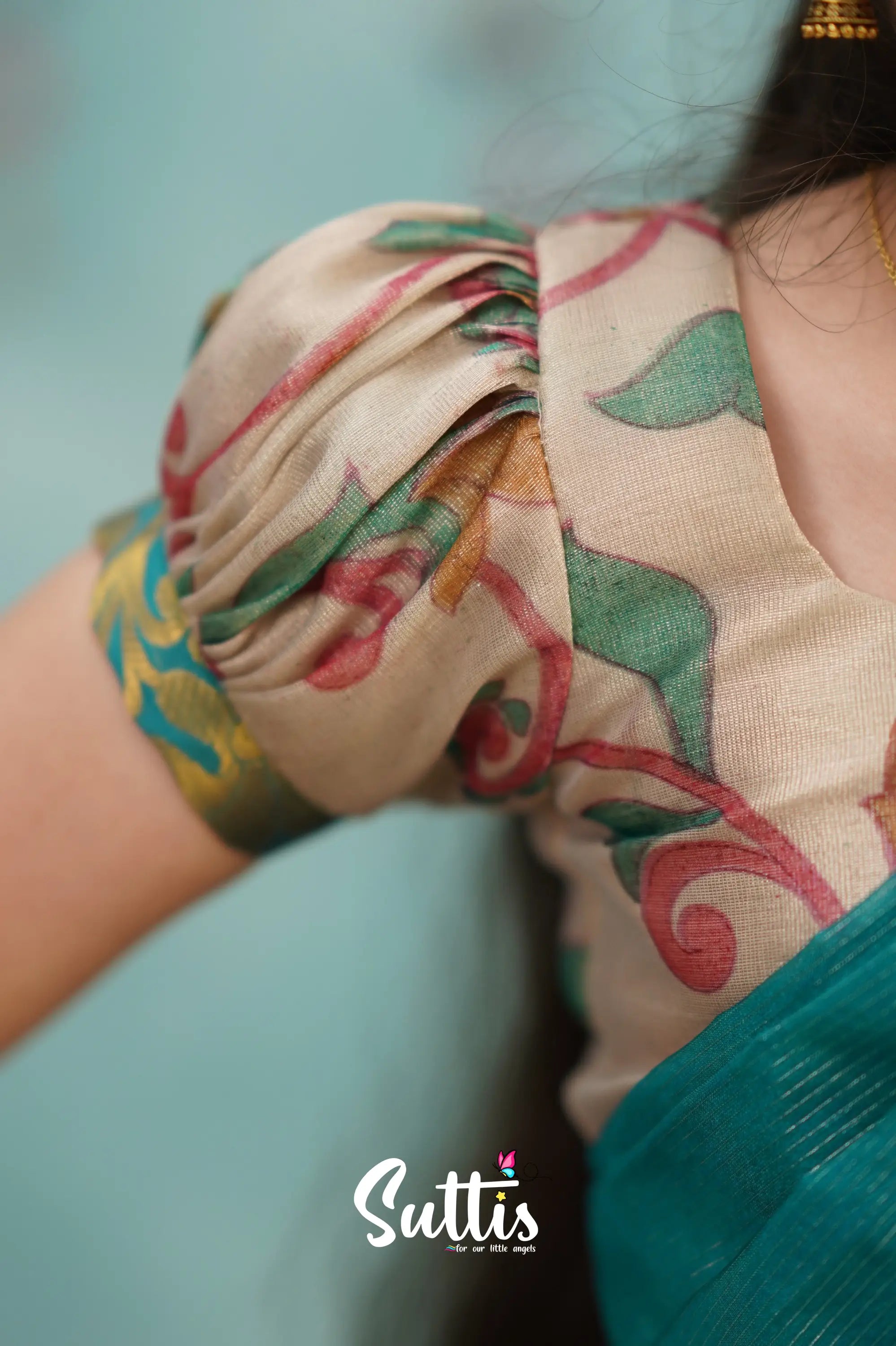 Kumaari Half Saree - Dark Teal Kids - Suttis