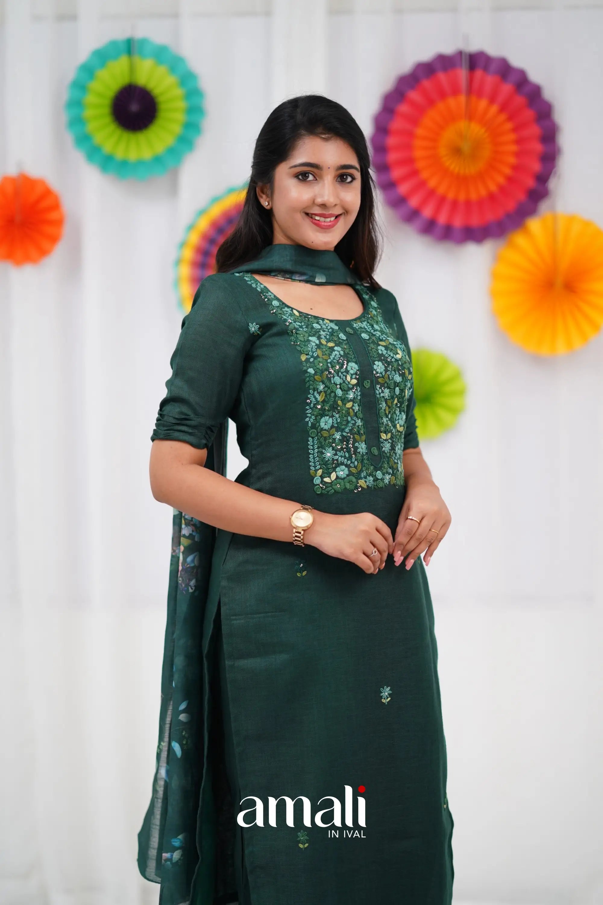 Laila Linen Salwar - Dark Green salwar
