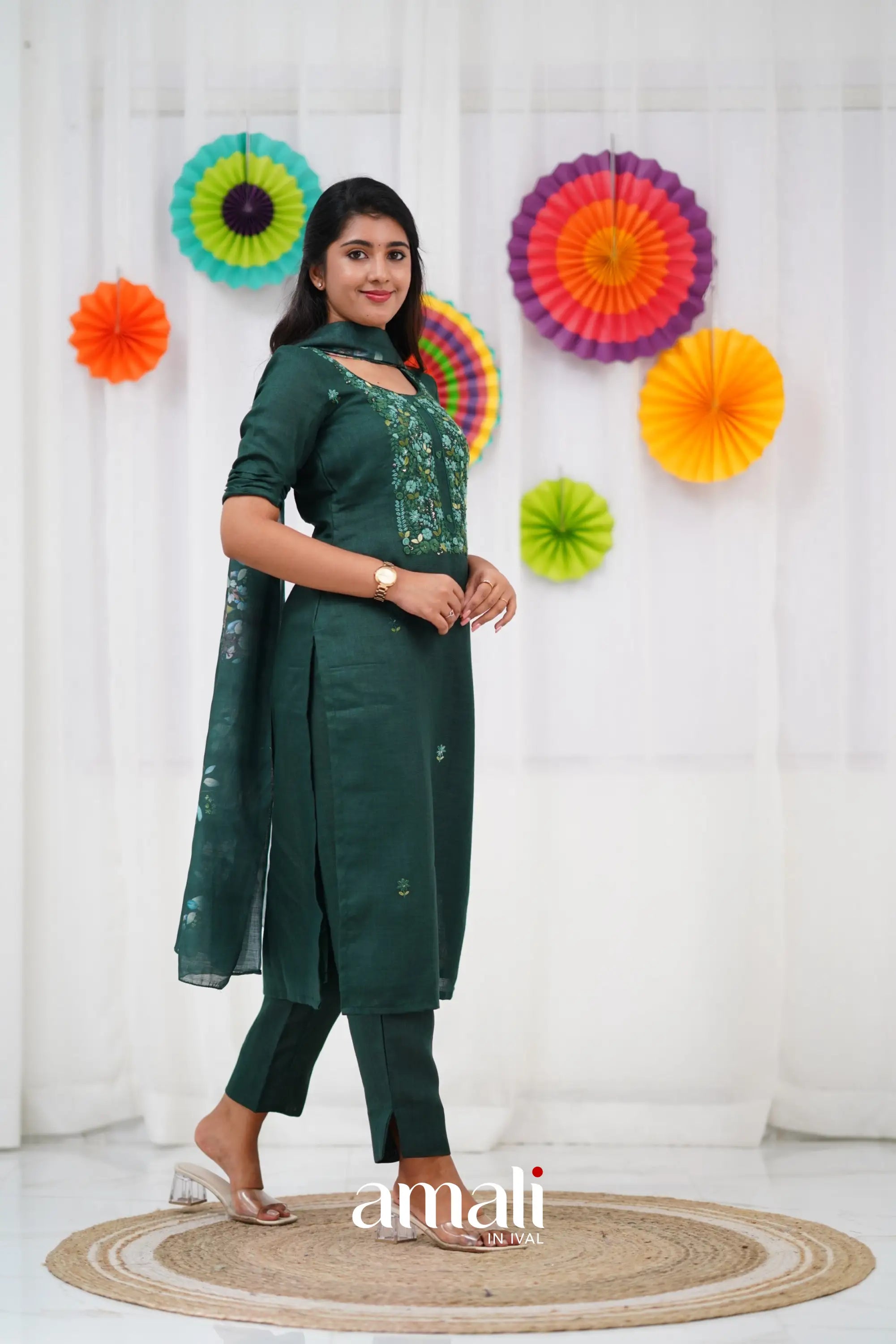 Laila Linen Salwar - Dark Green salwar