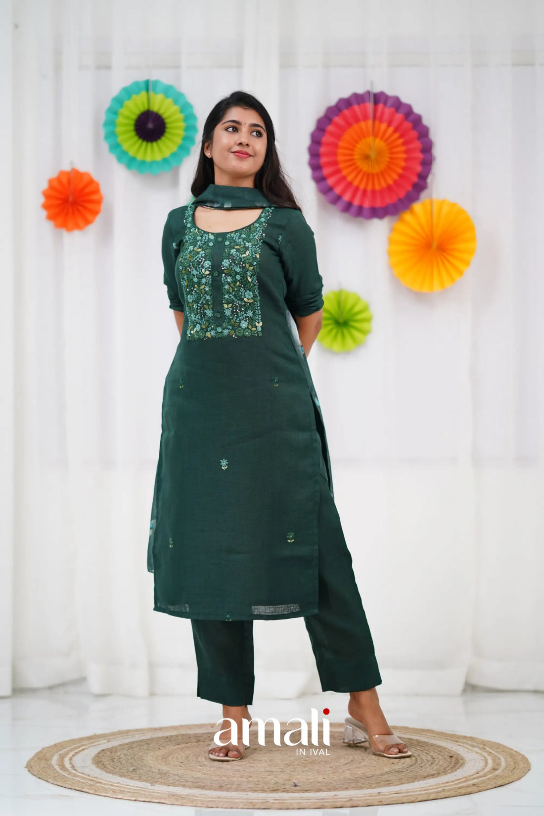 Laila Linen Salwar - Dark Green salwar