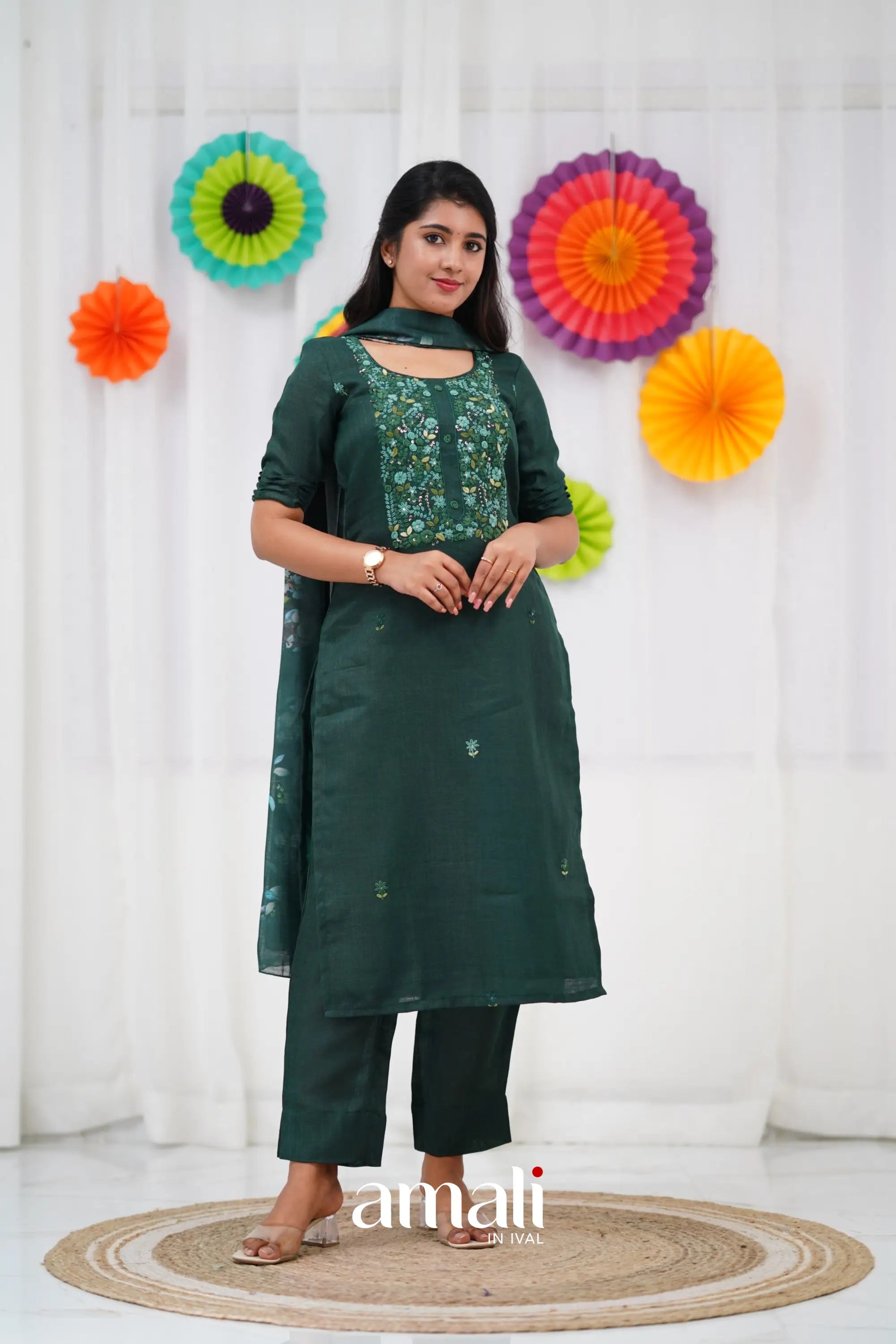 Laila Linen Salwar - Dark Green salwar