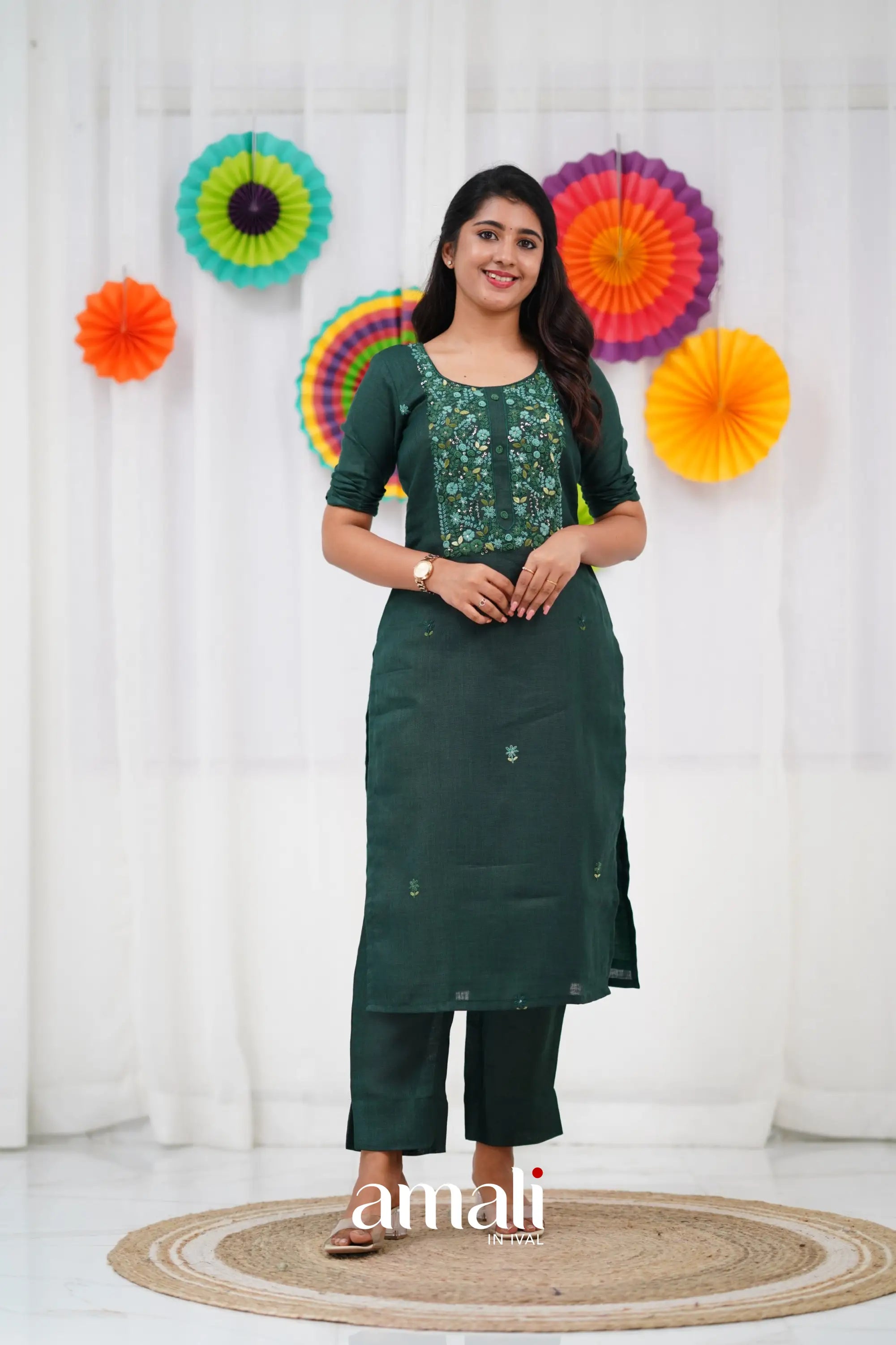 Laila Linen Salwar - Dark Green salwar