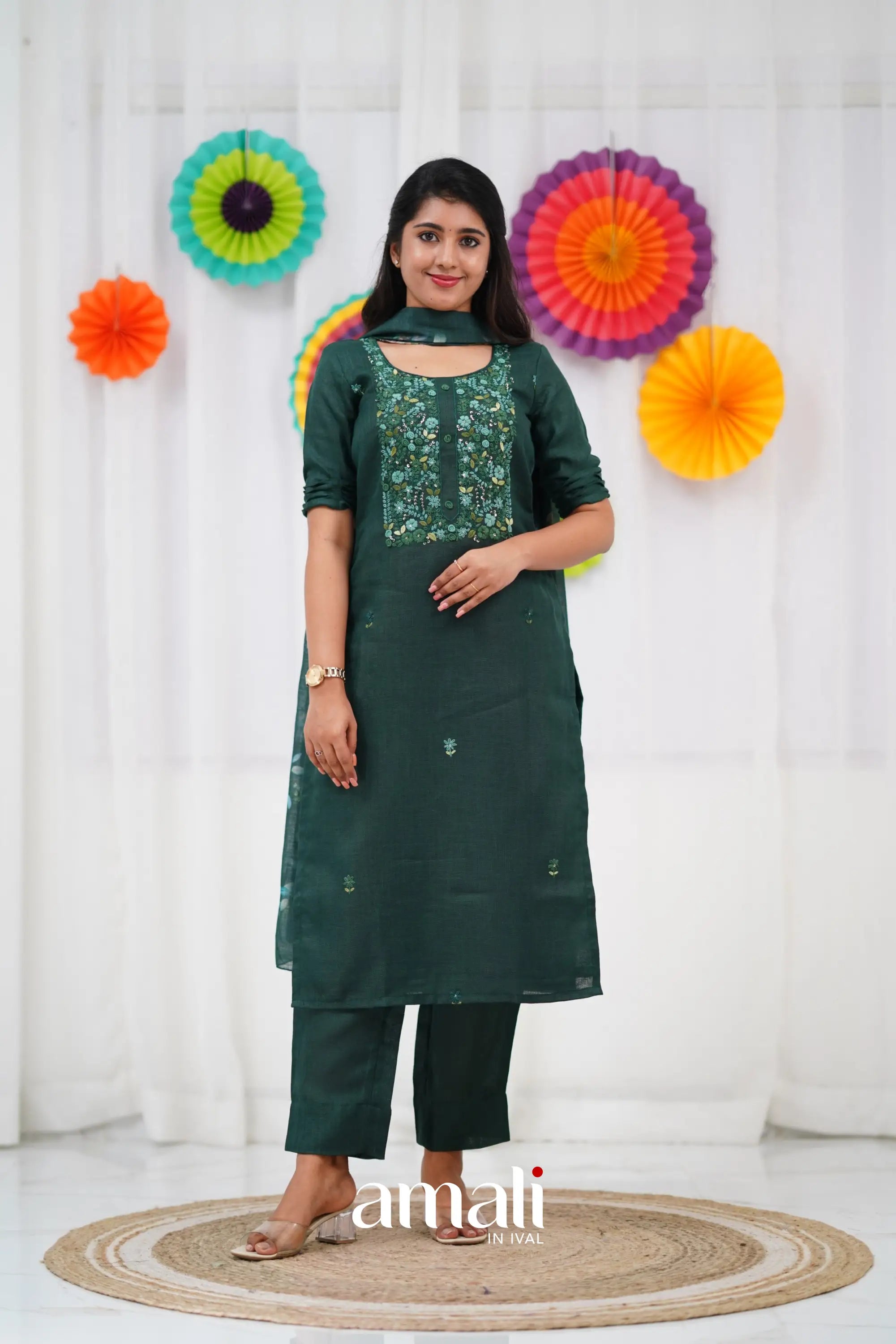 Laila Linen Salwar - Dark Green salwar