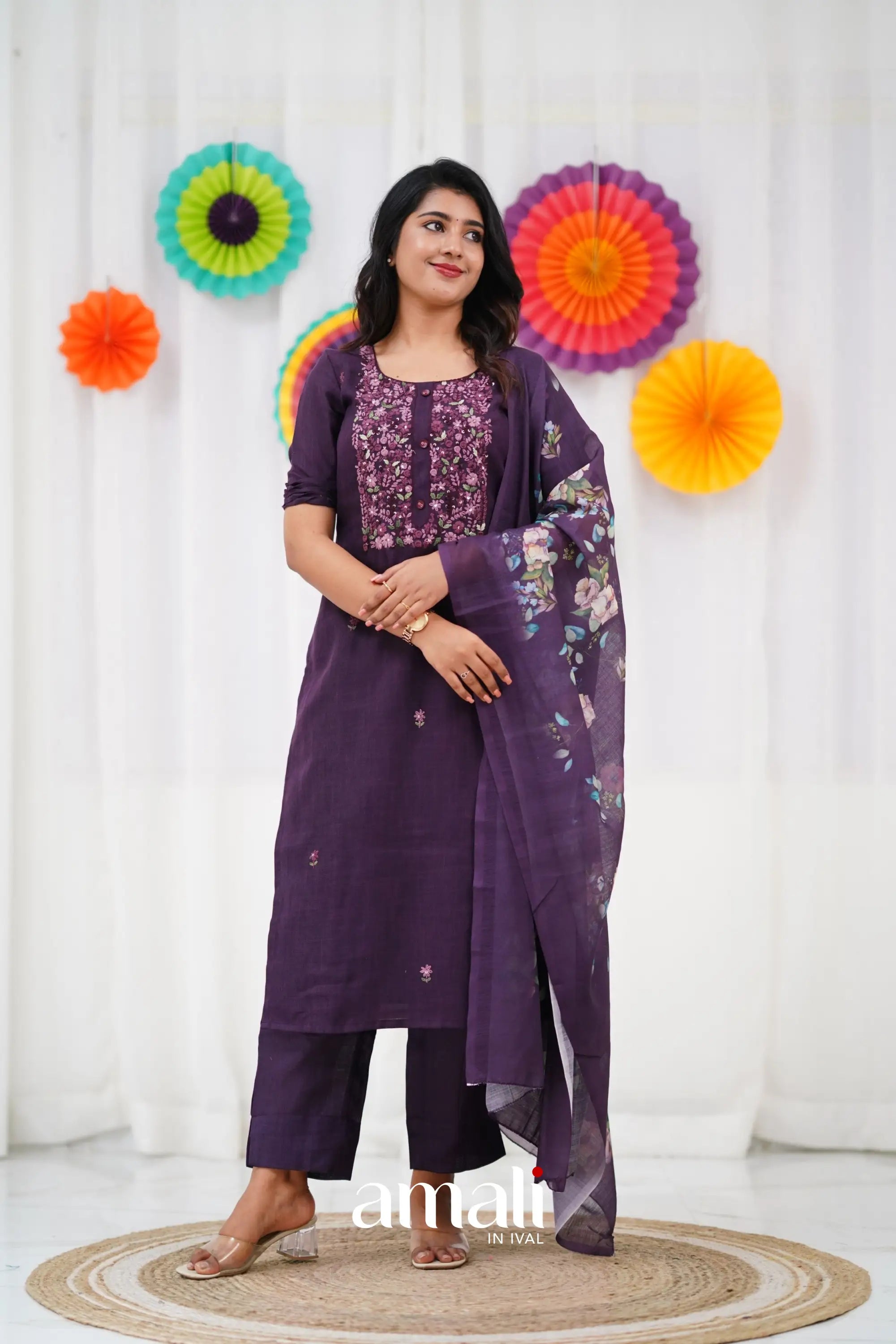Laila Linen Salwar - Purple salwar