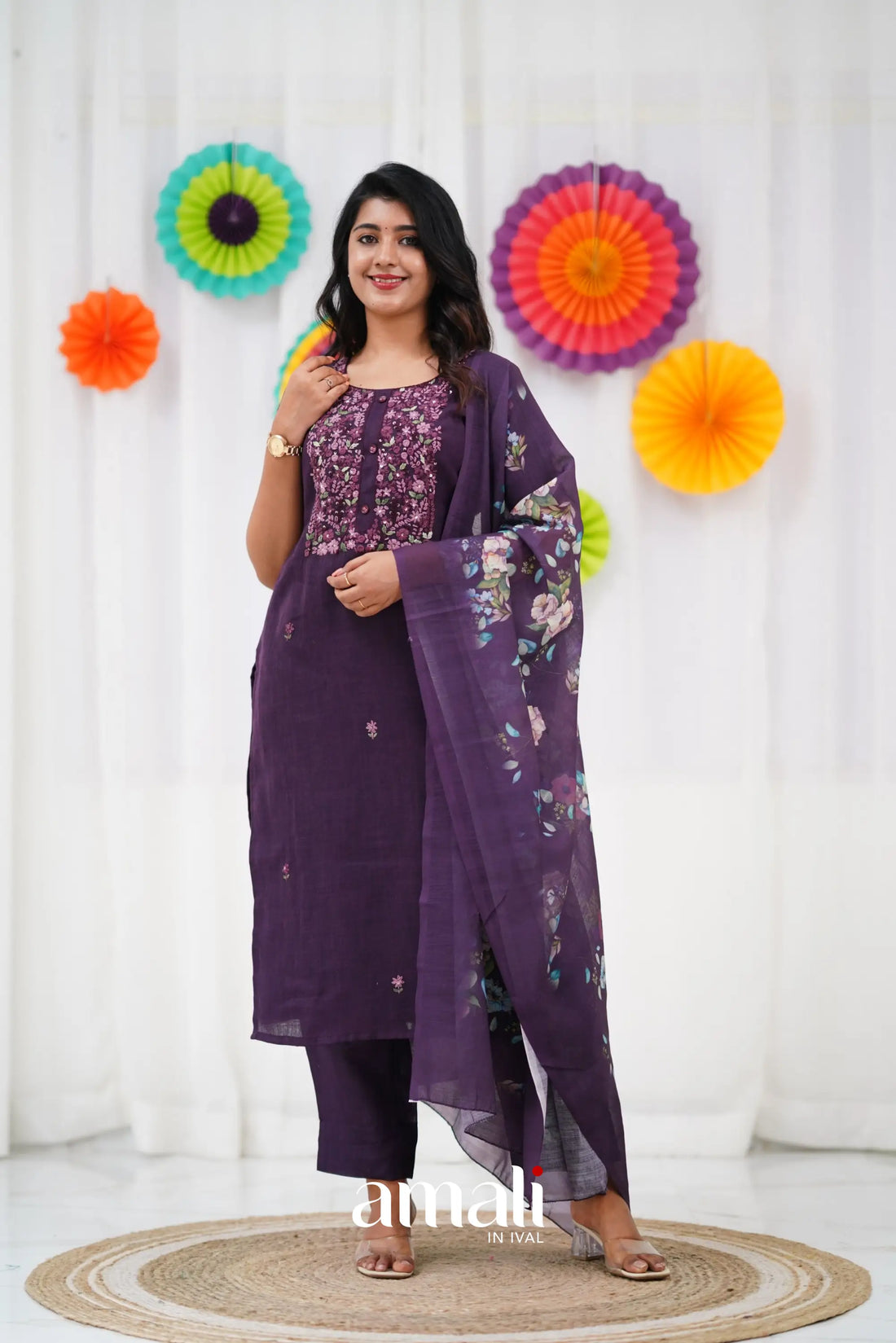Laila Linen Salwar - Purple salwar