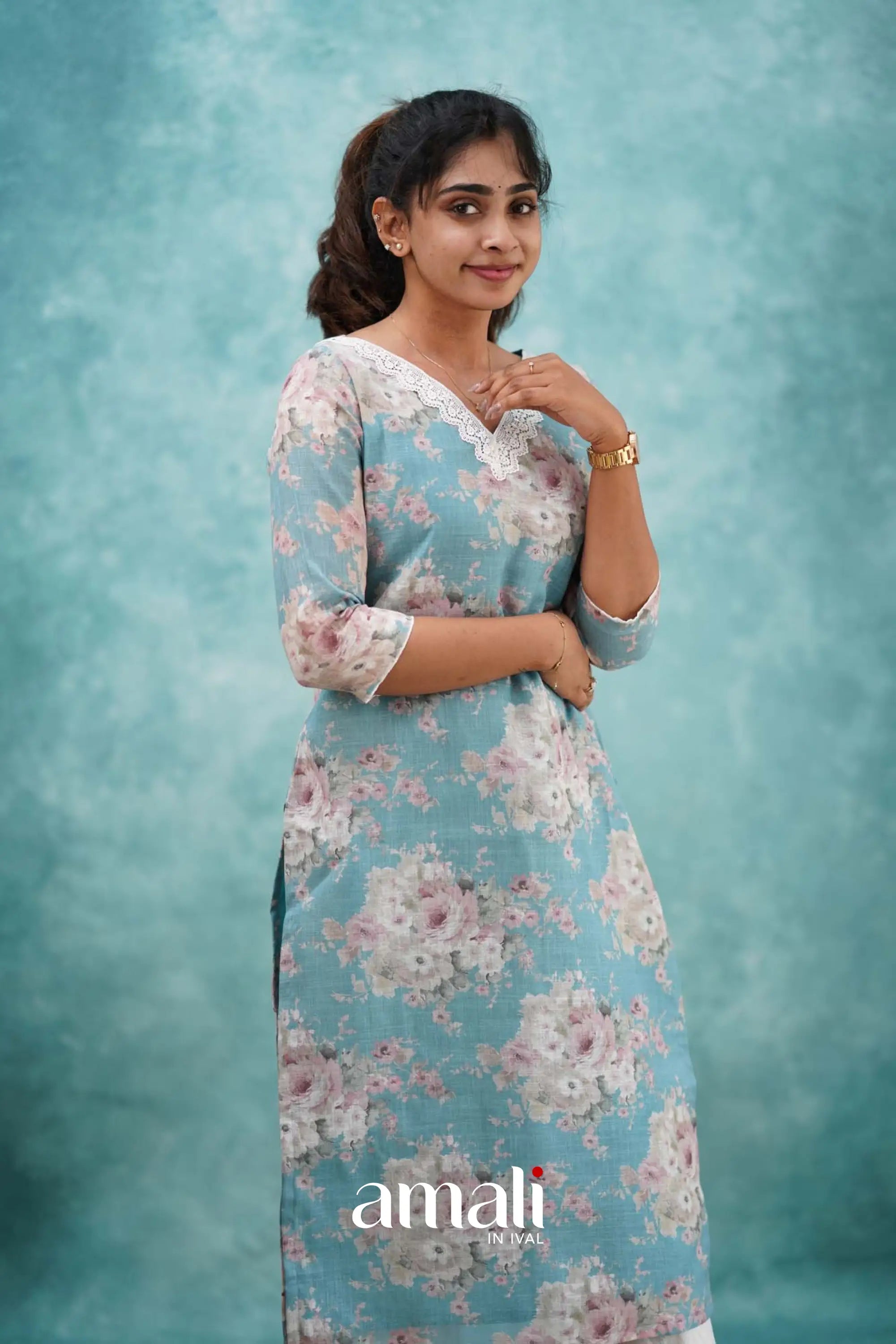 Light Blue Semi Linen Co-ord Set Co-ord sets