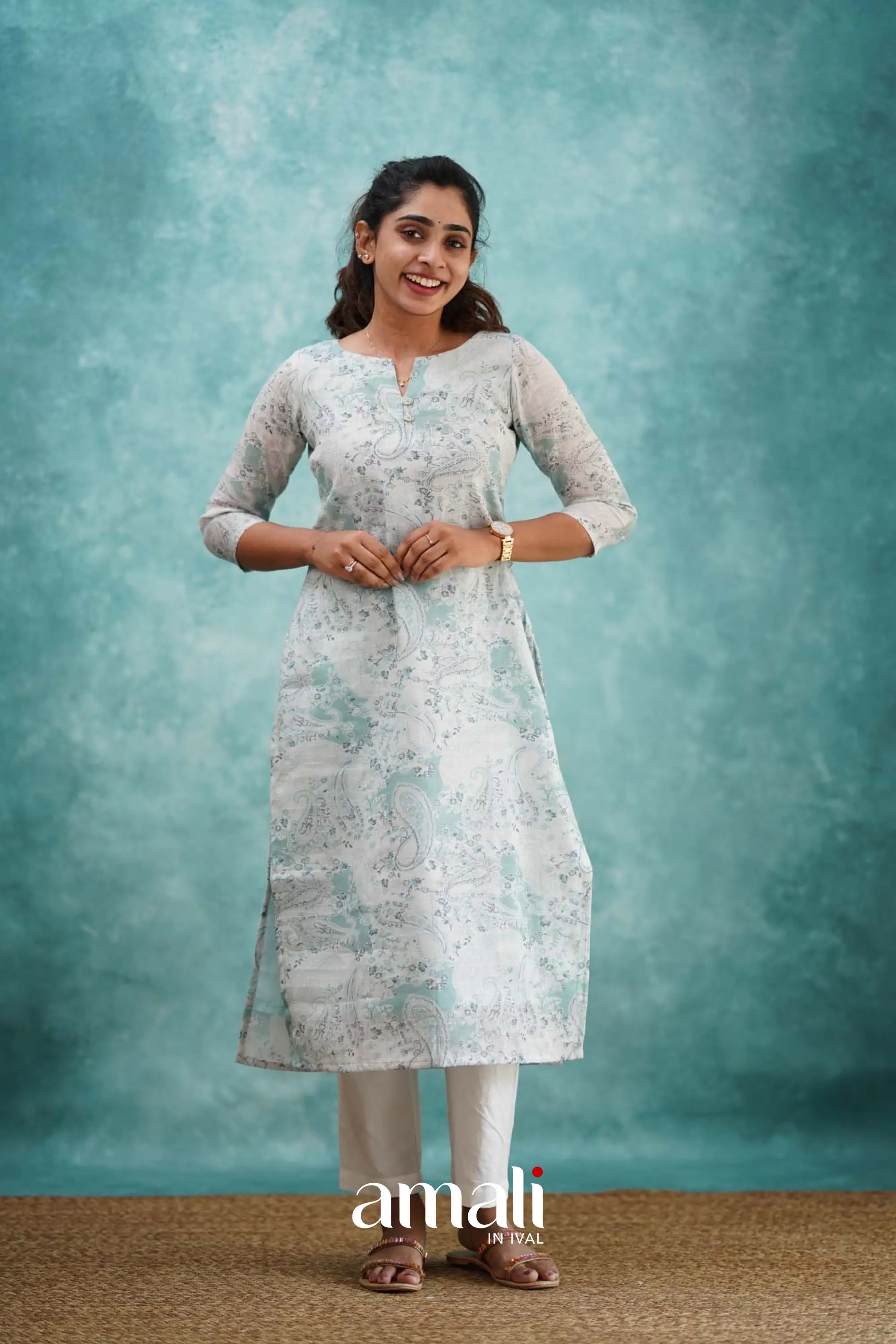 Light Blue Semi Linen Co-ord Set Co-ord sets