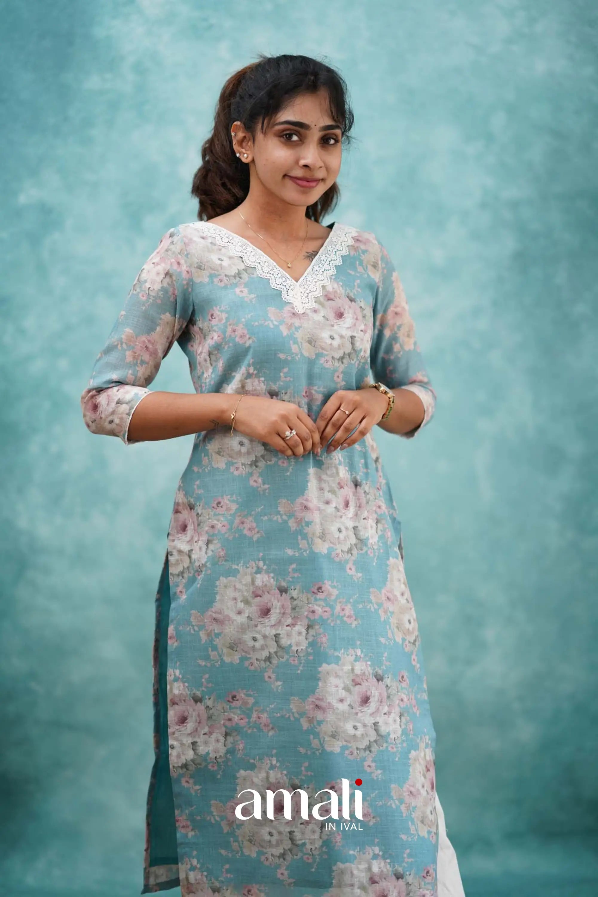 Light Blue Semi Linen Co-ord Set Co-ord sets