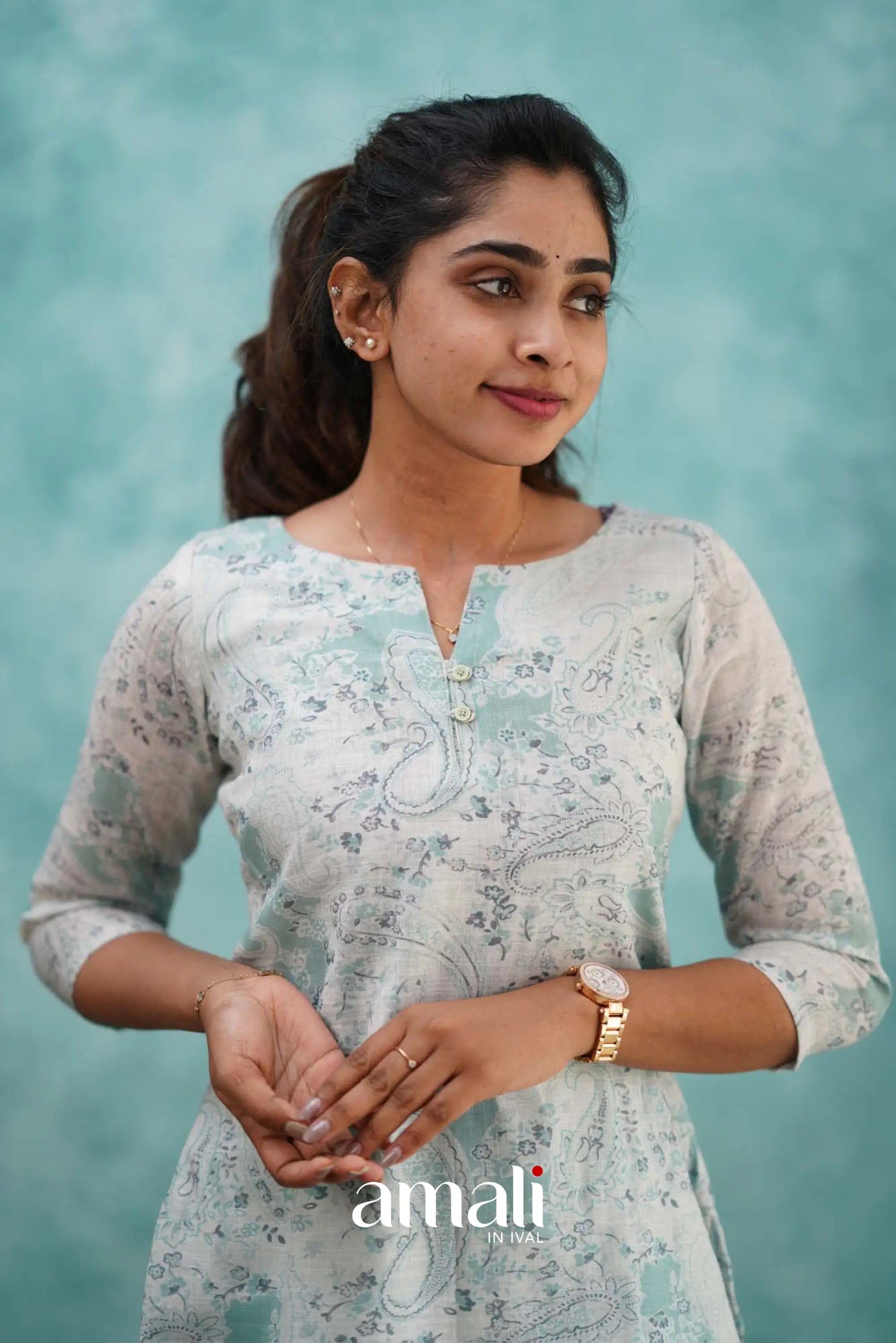 Light Blue Semi Linen Co-ord Set Co-ord sets