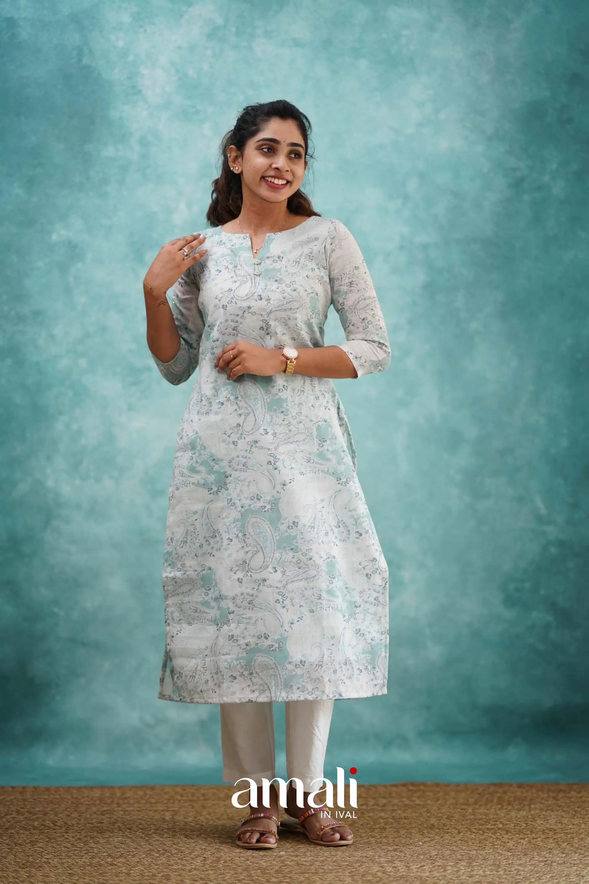 Light Blue Semi Linen Co-ord Set Co-ord sets