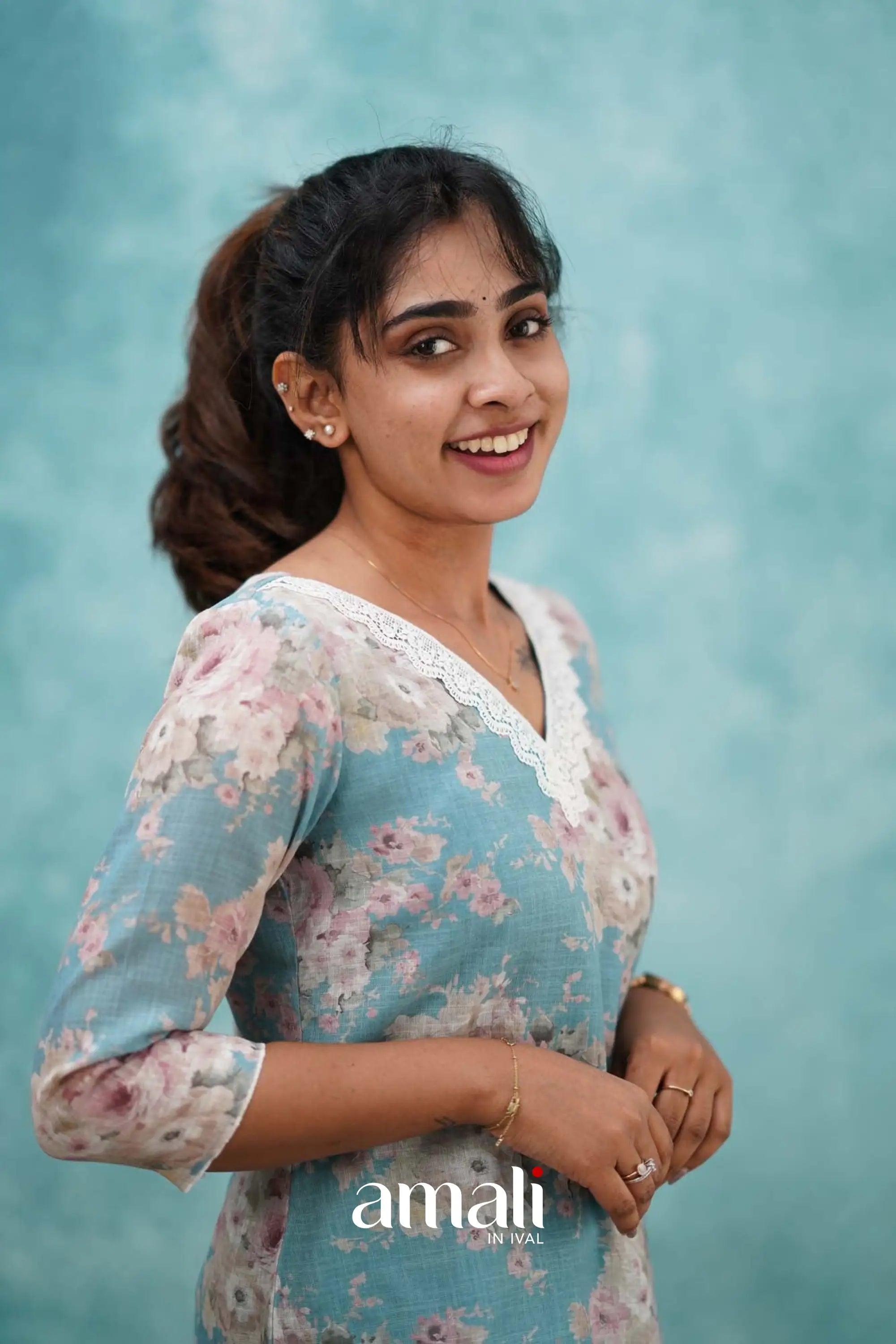 Light Blue Semi Linen Co-ord Set Co-ord sets