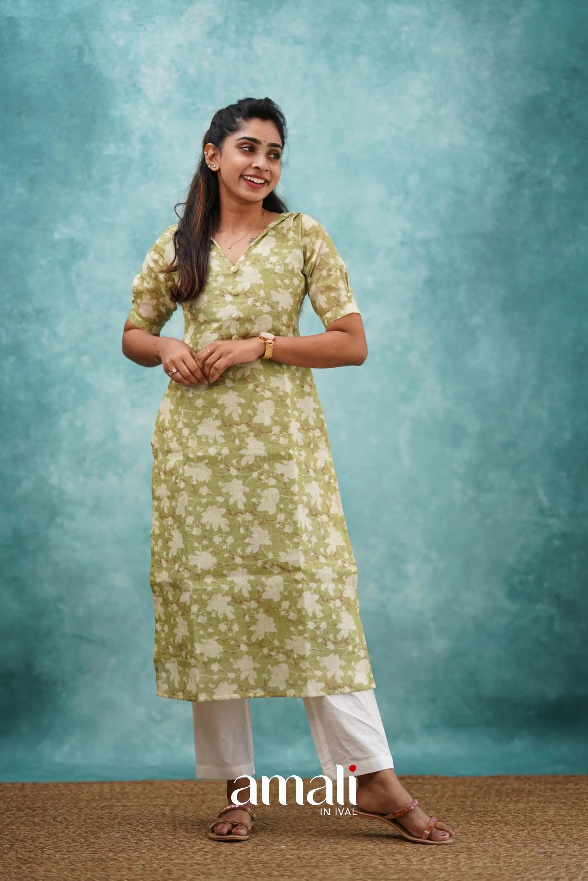 Light Green Semi Linen Co-ord Set Co-ord sets