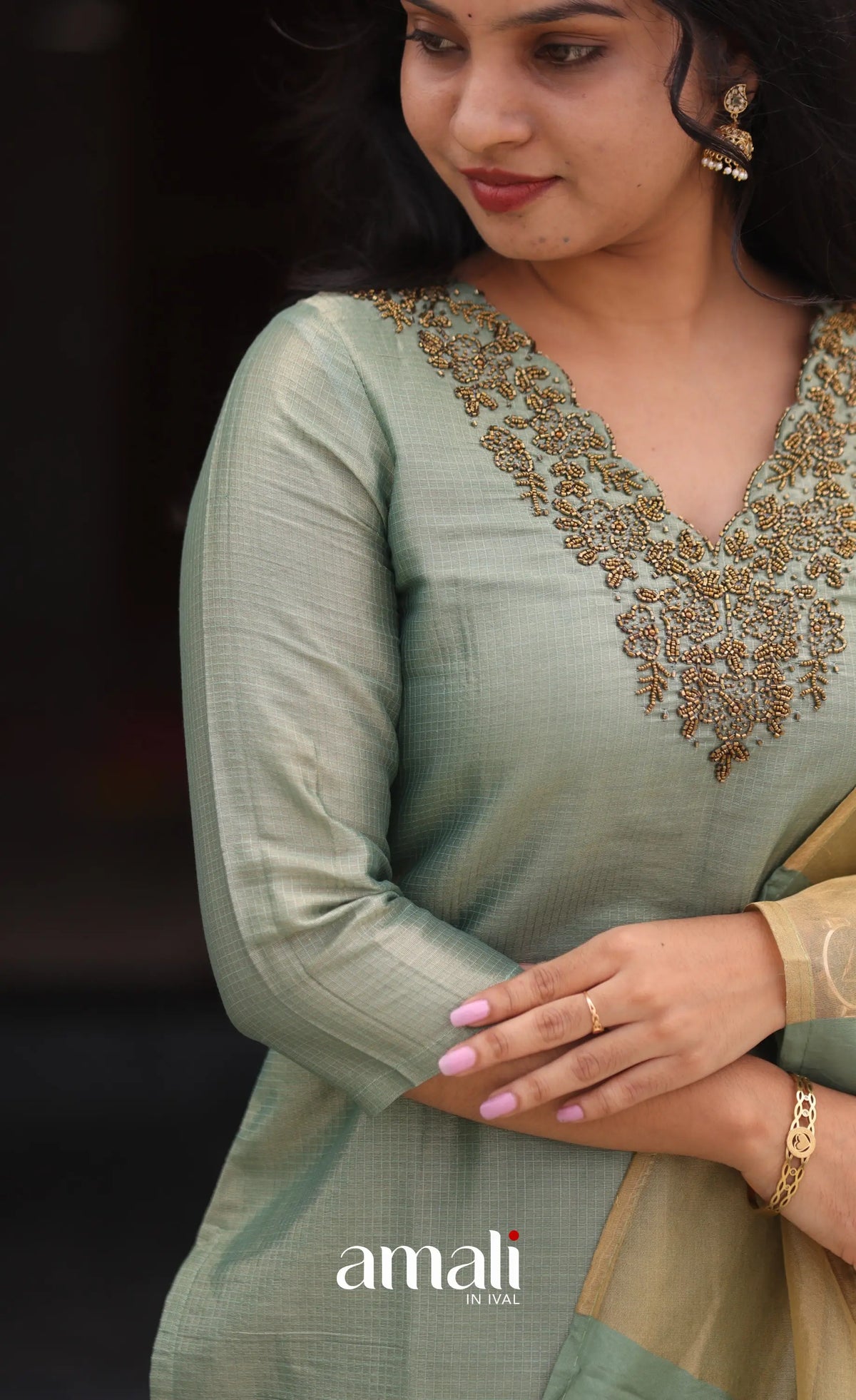 Light green Tissue Blend Salwar Set - salwar