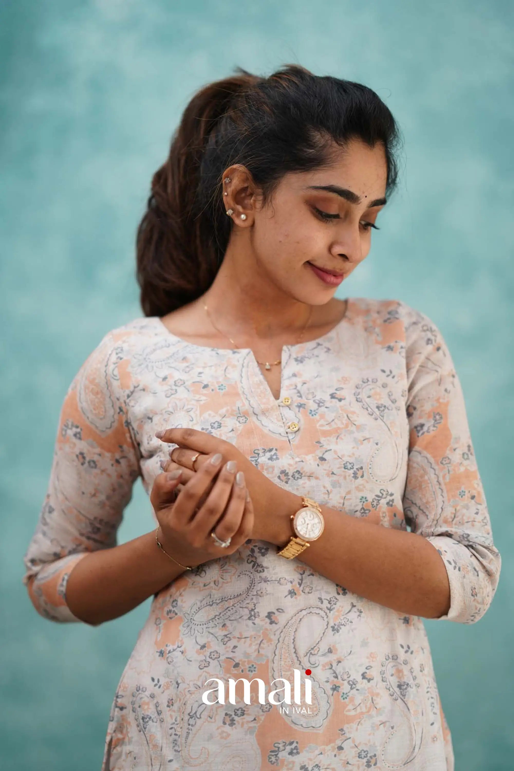 Light Peach Semi Linen Co-ord Set Co-ord sets