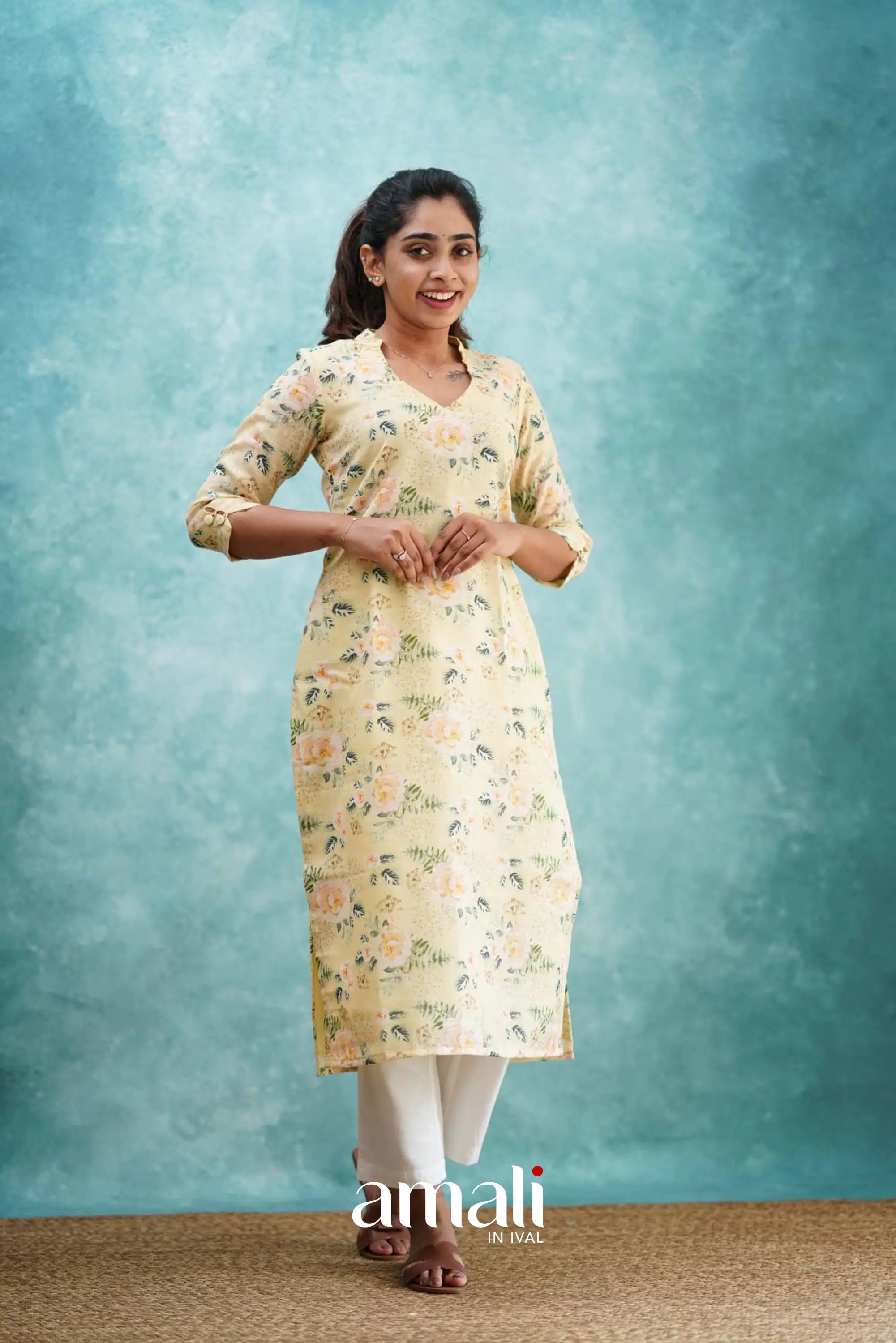 Light Yellow Semi Linen Co-ord Set Co-ord sets