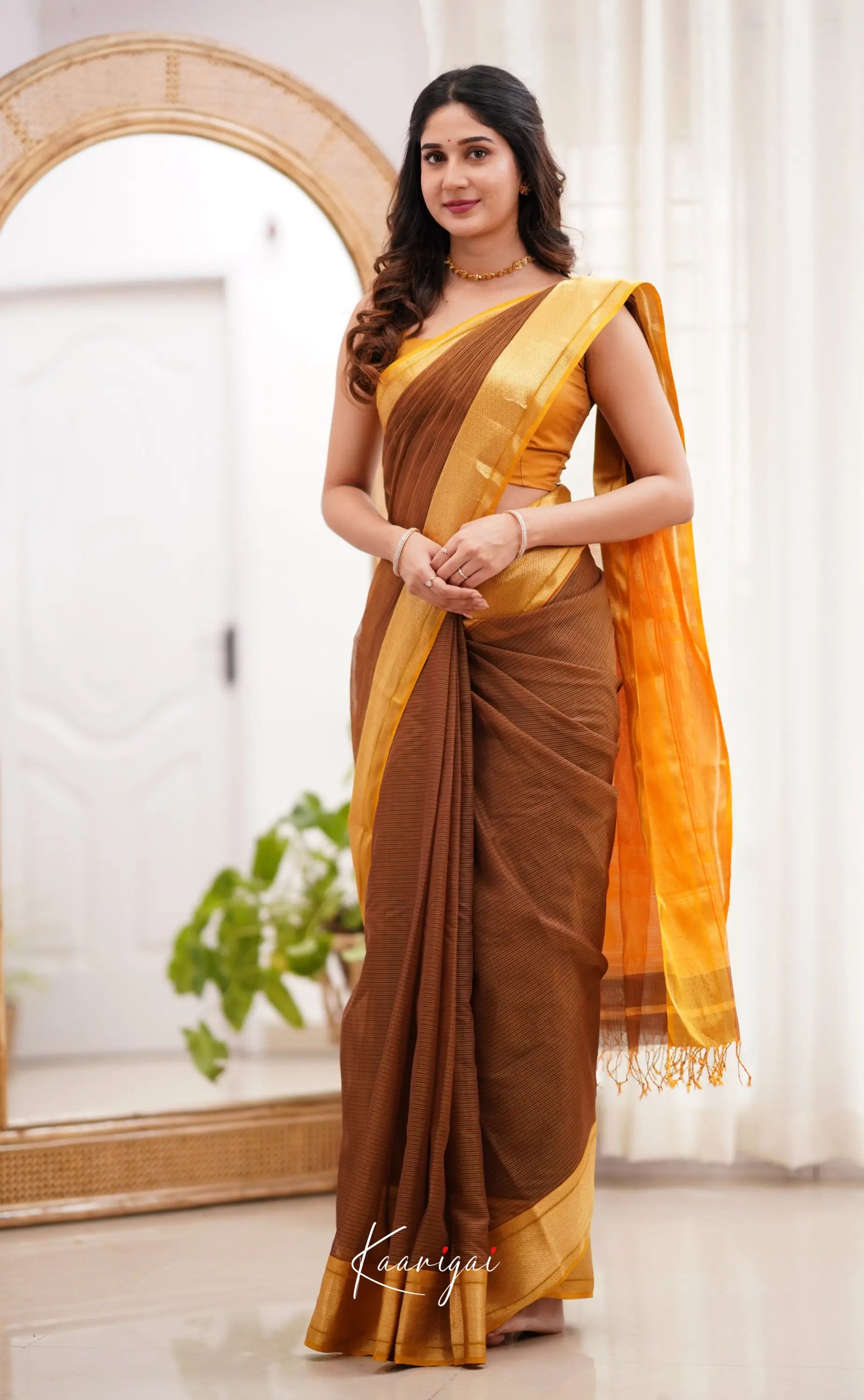 Maanvi - Brown Shade and Mustard Yellow tone